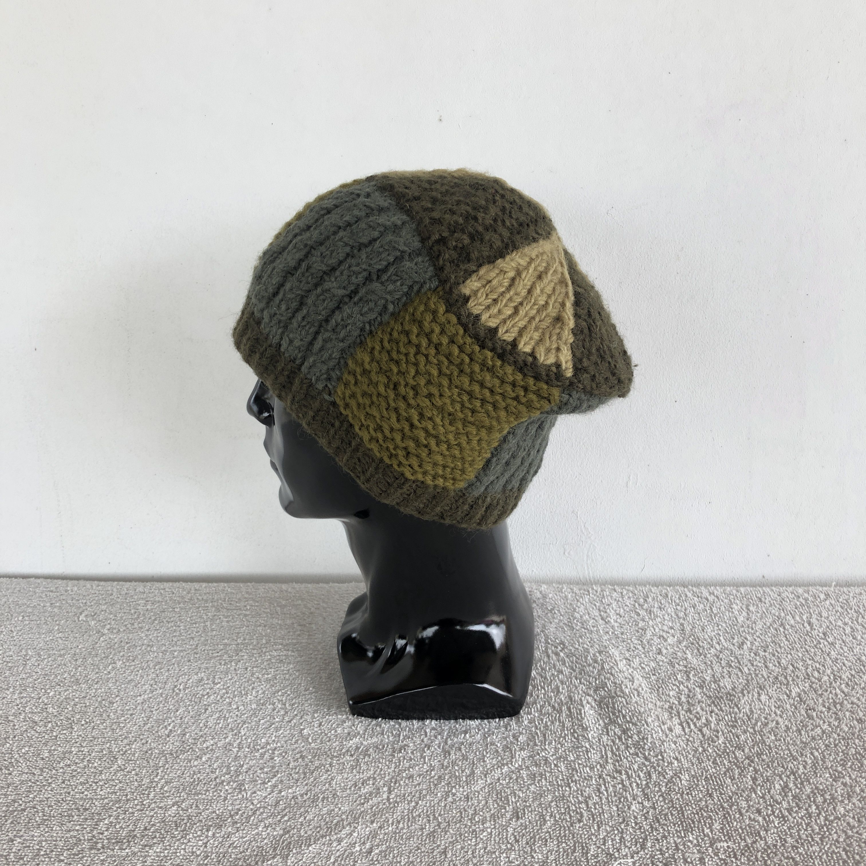 Japanese Brand Vintage 90s Cable Knit Beanie Patchwork Snow Caps Hats Size ONE SIZE - 4 Thumbnail