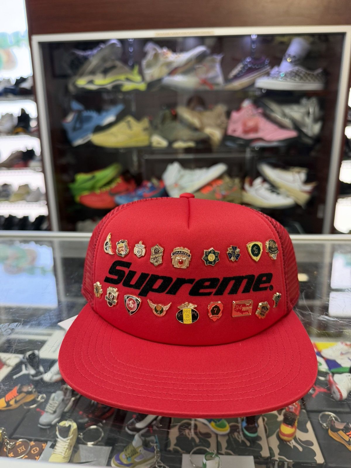 Supreme Supreme ‘Pins’ Mesh Back 5 Panel Hat (Red) Size ONE SIZE - 1 Thumbnail
