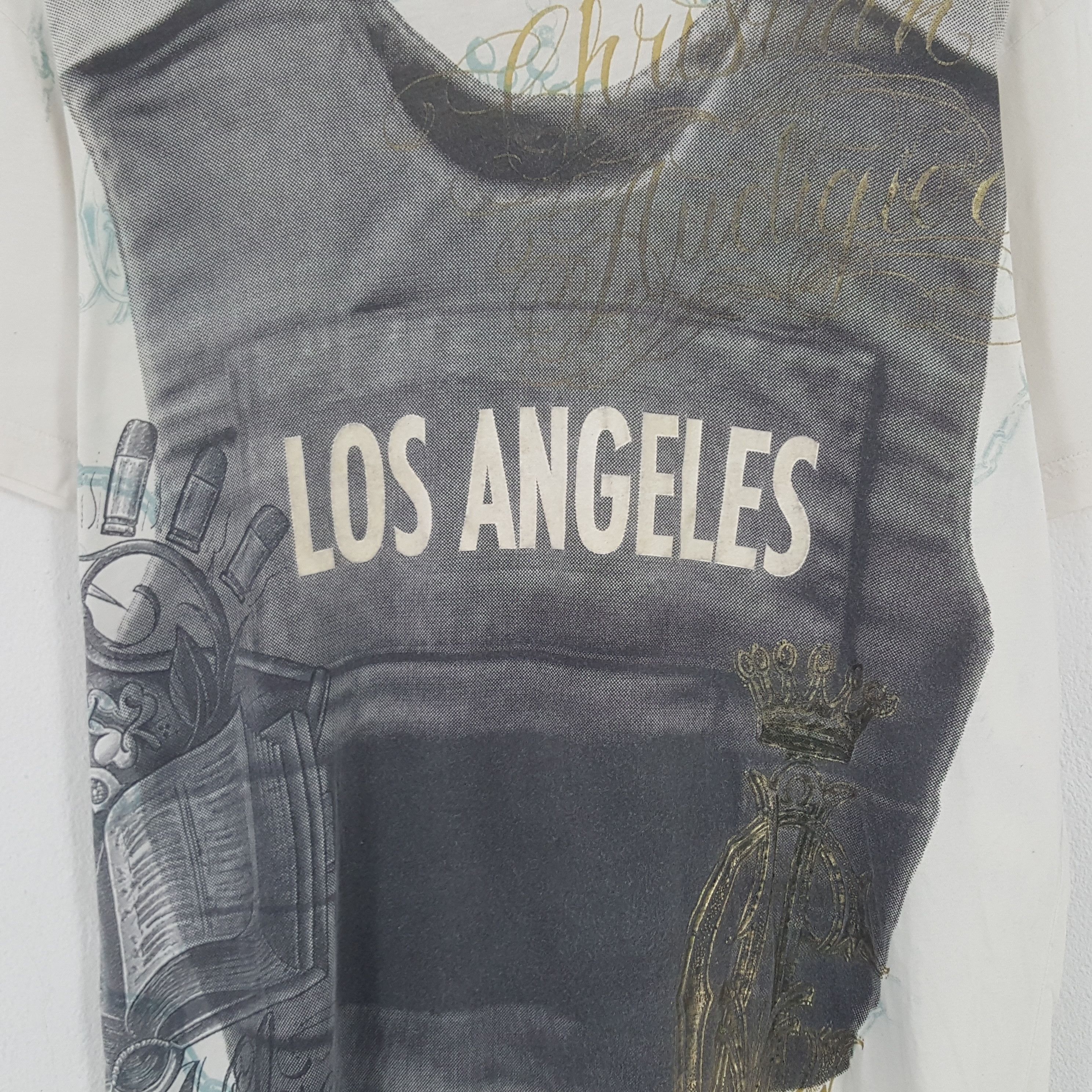 Christian Audigier × Designer × Vintage Vintage Christian Audigier Los Angeles Shield Tshirt Size US L / EU 52-54 / 3 - 4 Thumbnail