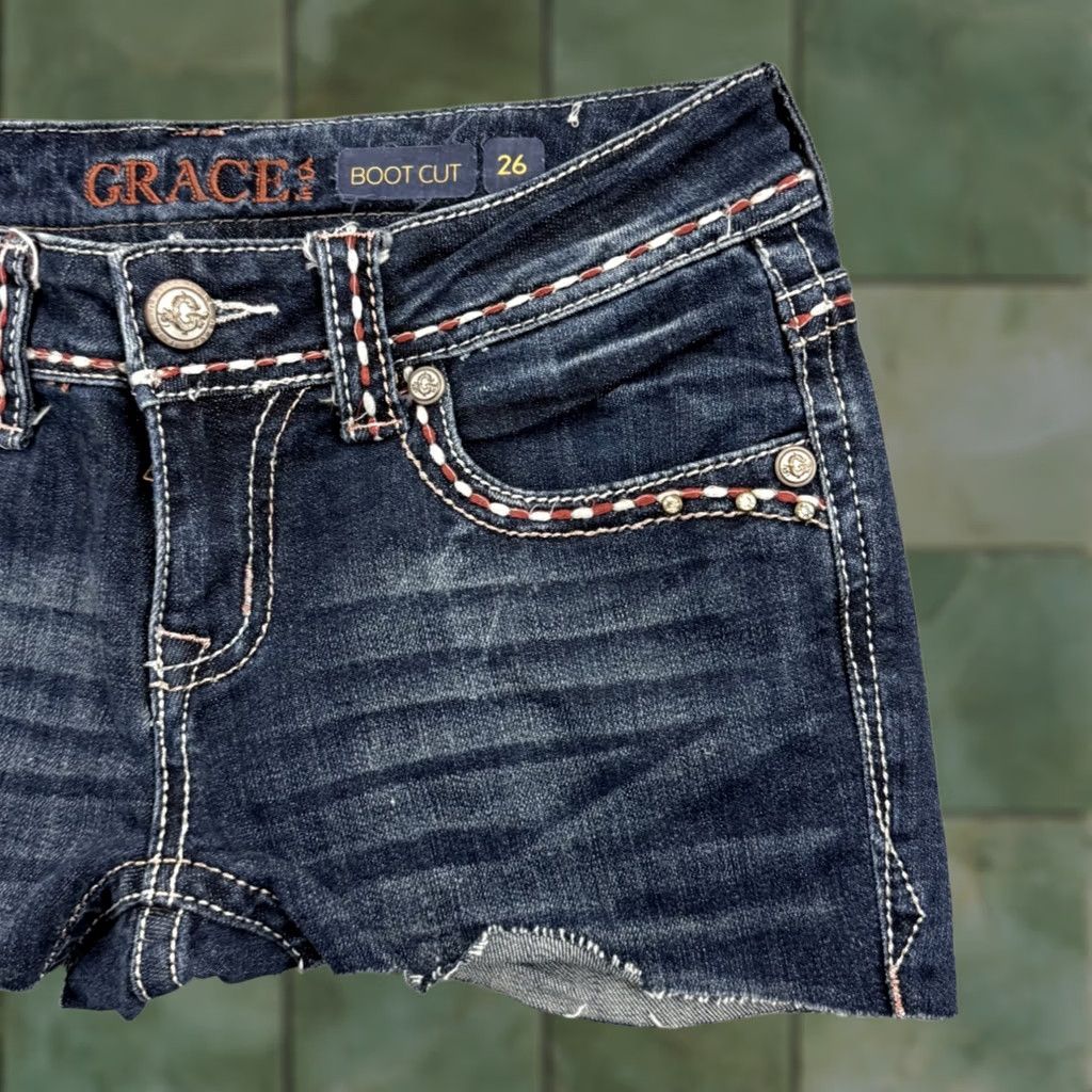 Grace in LA Grace In LA Denim Shorts Women 26 Blue Mid Rise Cut-Off Stretch Vintage No Size 26" / US 2 / IT 38 - 1 Thumbnail