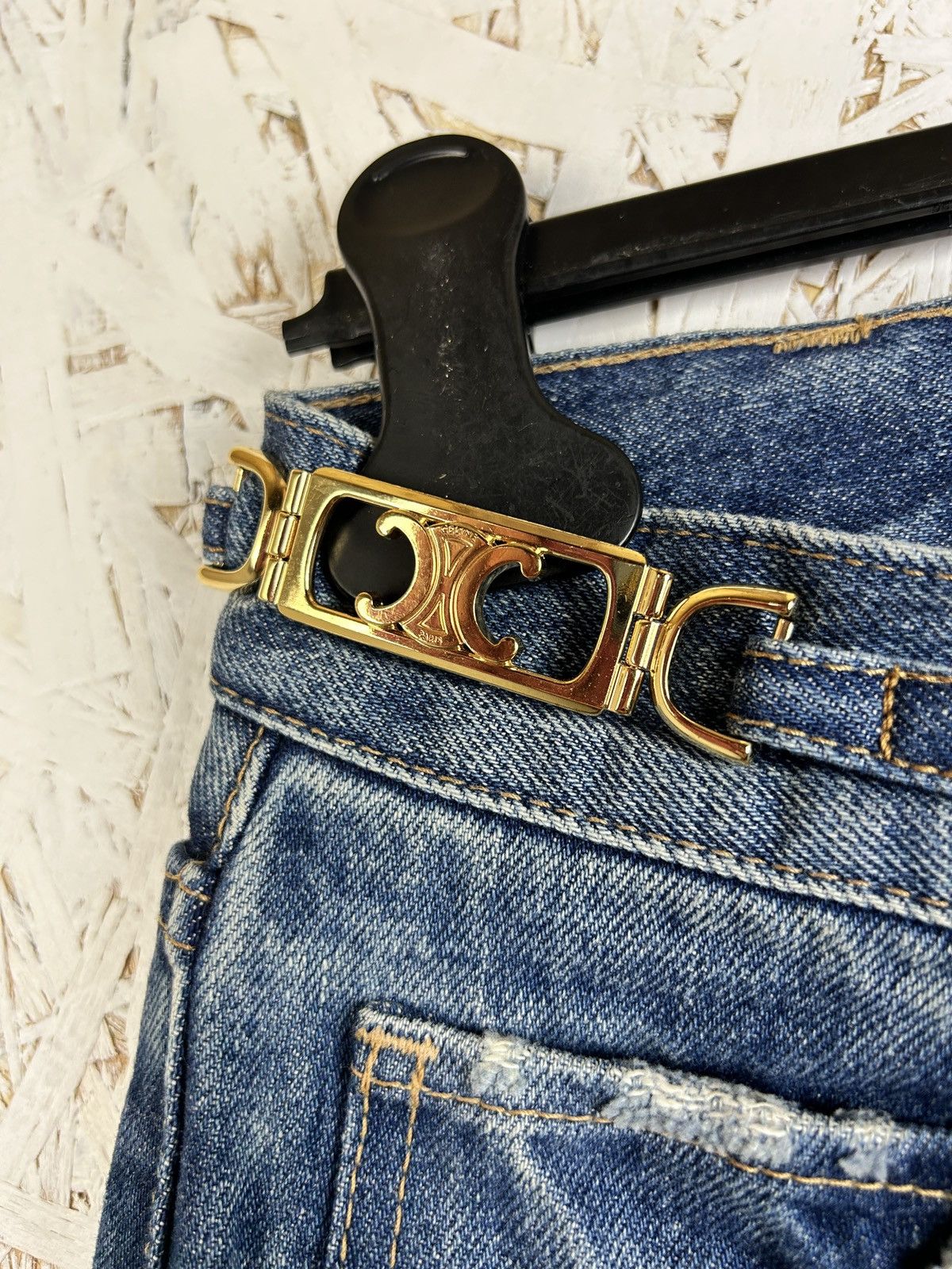 Celine Celine Hedi Gold Triomphe Union Wash Bootcut Denim Jeans Size 28" / US 6 / IT 42 - 4 Thumbnail
