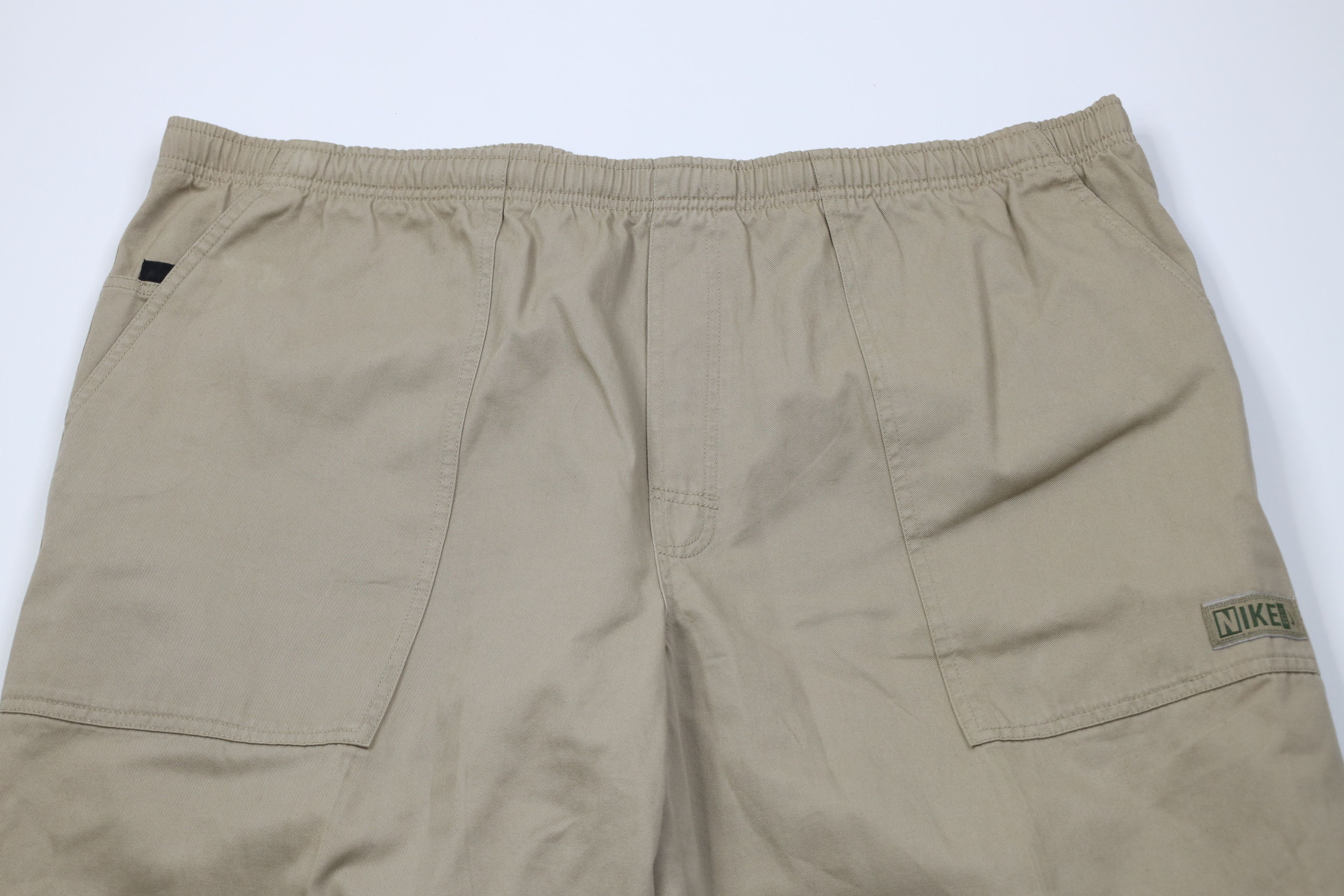 Nike Vintage 90s Y2K Nike Mini Swoosh Wide Leg Pants Khaki Tan Size US 40 / EU 56 - 2 Thumbnail