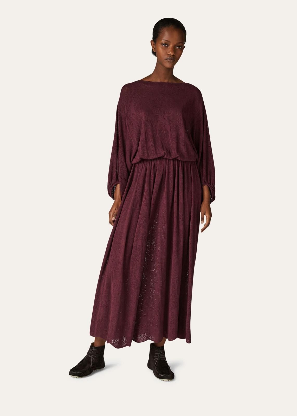 Loro Piana o1srvl11e1224 Virgin Wool Cajamarca Dress in Burgundy Size S / US 4 / IT 40 - 5 Thumbnail