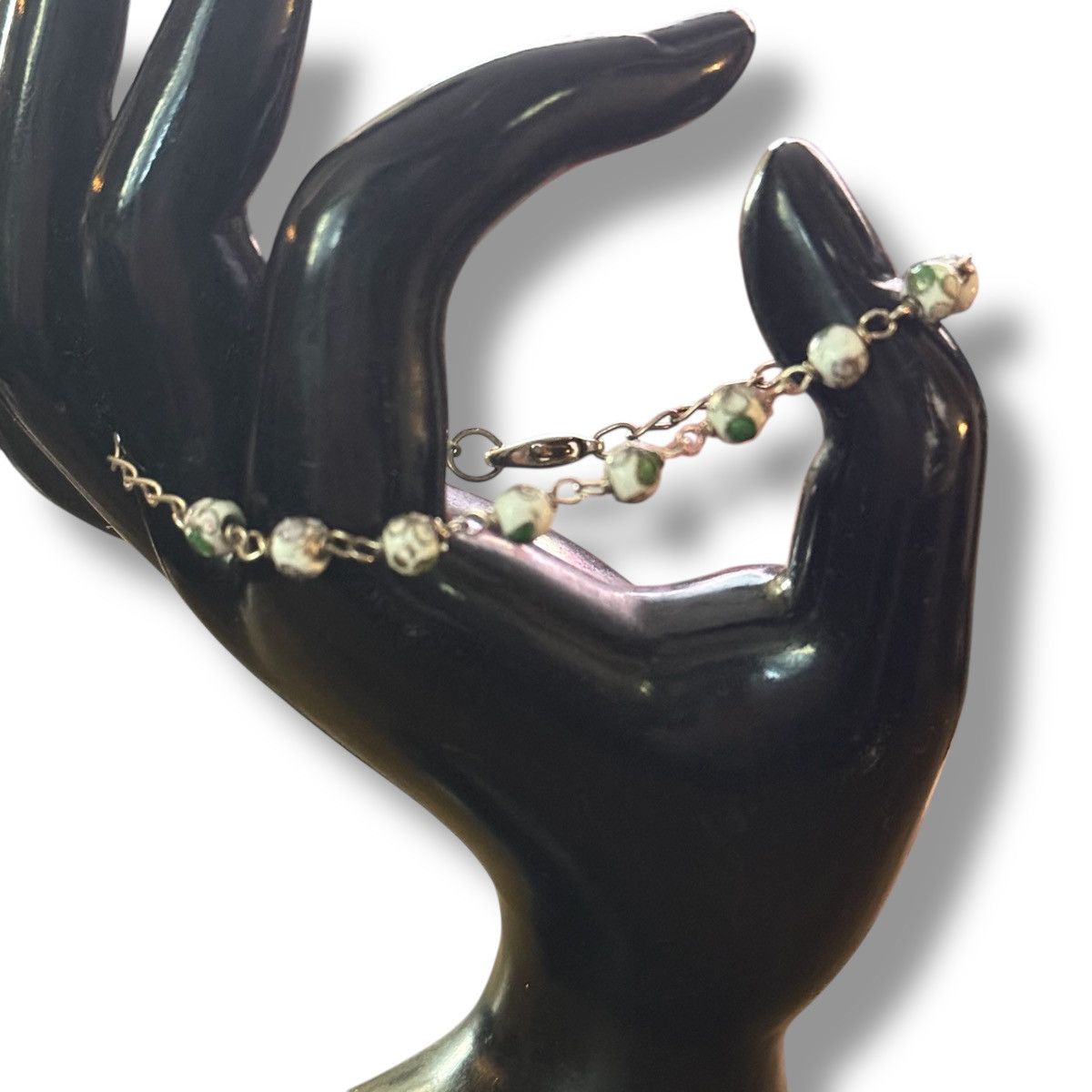 Other Silver tone white cloisonné bead bracelet Size ONE SIZE - 2 Thumbnail