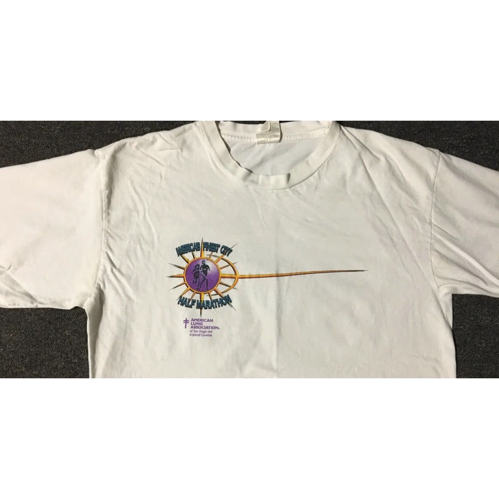 Nike VINTAGE 90s San Diego Americas Finest City Marathon Faded Shirt L White Nike OP Mens T-Shirt Surf Beach OC USA Ocean Pacific 90s Retro Size US L / EU 52-54 / 3 - 6 Thumbnail