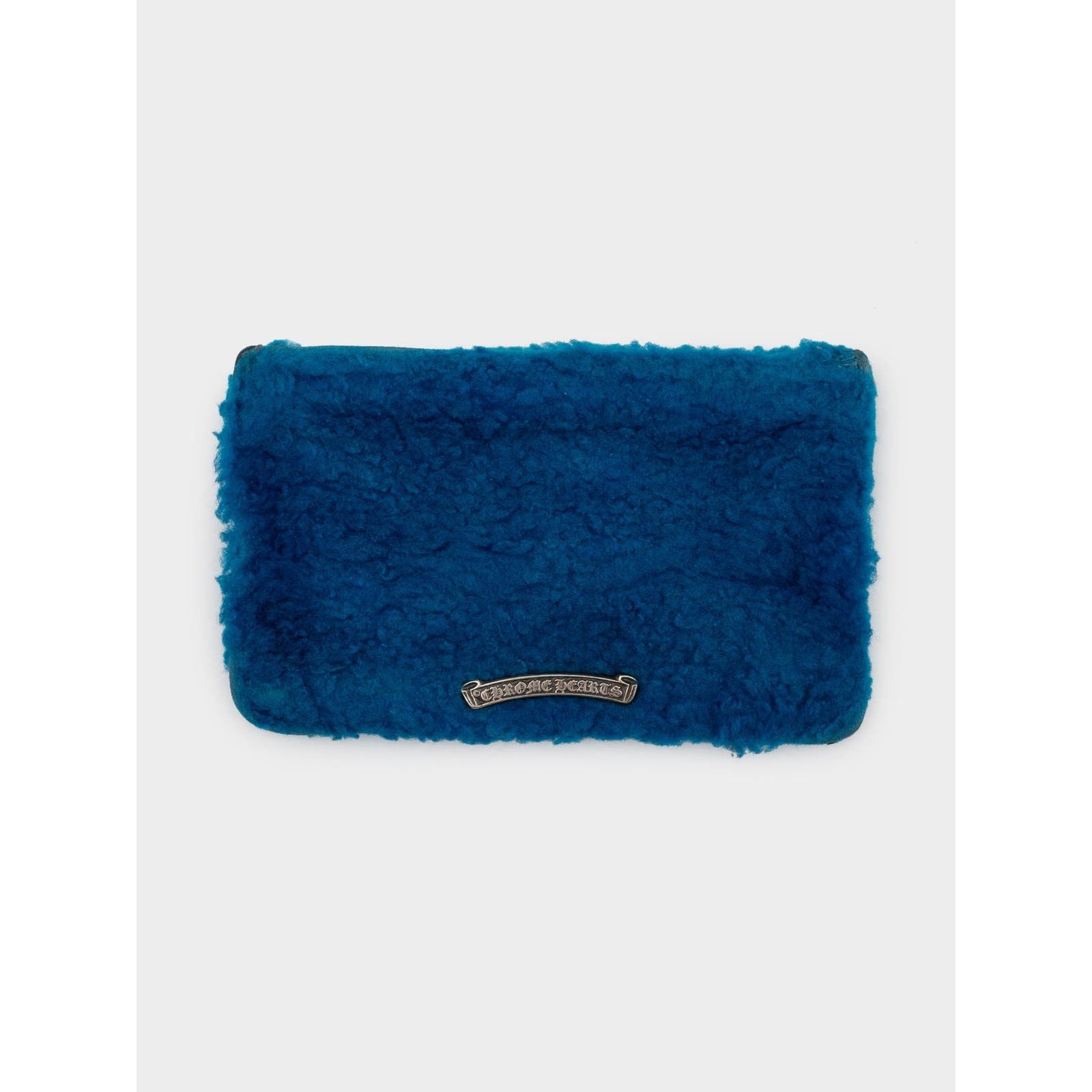 image of Chrome Hearts Furry Zip Wallet in Blue, Men's
