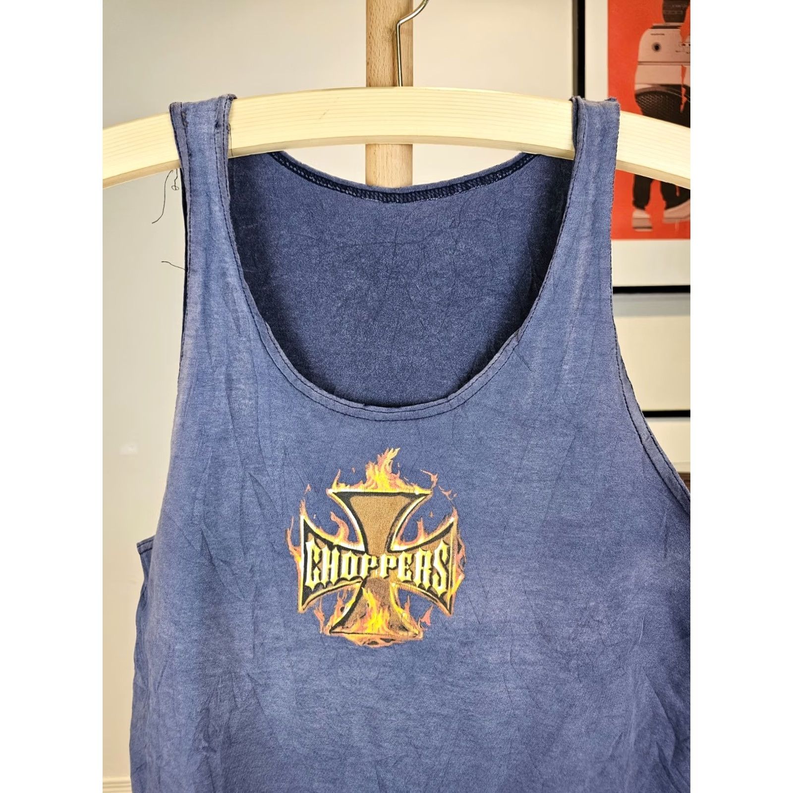 Vintage VINTAGE 90' CHOPPERS T-Shirt CAMOUFLAGE Blue M Mens Regular Cotton Pocket Distressed FADED TRASHED Gradient Size US M / EU 48-50 / 2 - 3 Thumbnail