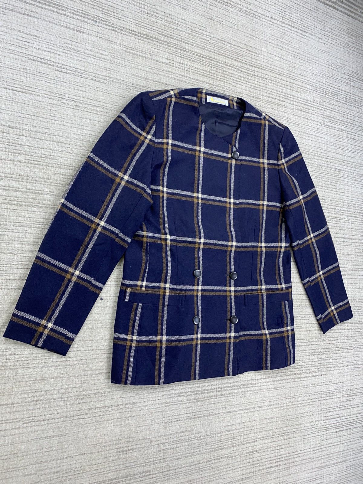 Aquascutum Vintage Aquascutum Navy Blue Plaid Coat Jacket Size M / US 6-8 / IT 42-44 - 3 Thumbnail