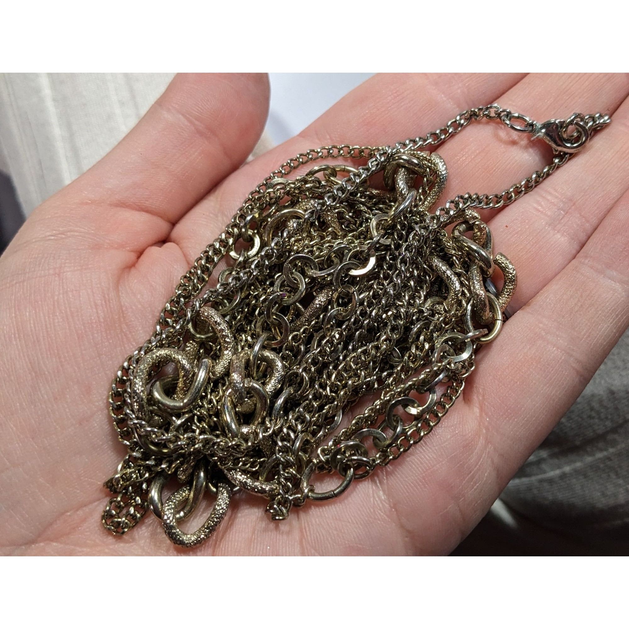 Other Elegant Multilayer Silver Tone Chain Necklace Size ONE SIZE - 3 Thumbnail