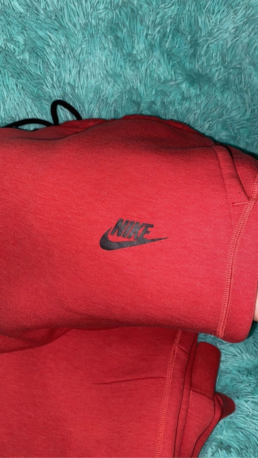 Designer × Nike New Nike tech fleece red sweatpants/joggers Size US 35 - 4 Thumbnail