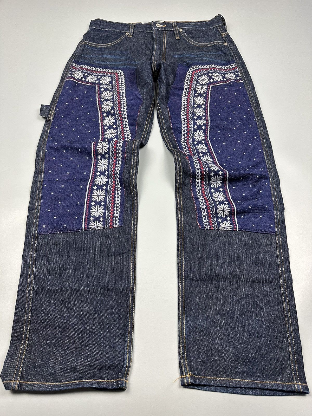 Japanese Brand Vintage Community.Co Native Double Knees Buckle Back Denim Size US 33 - 3 Thumbnail