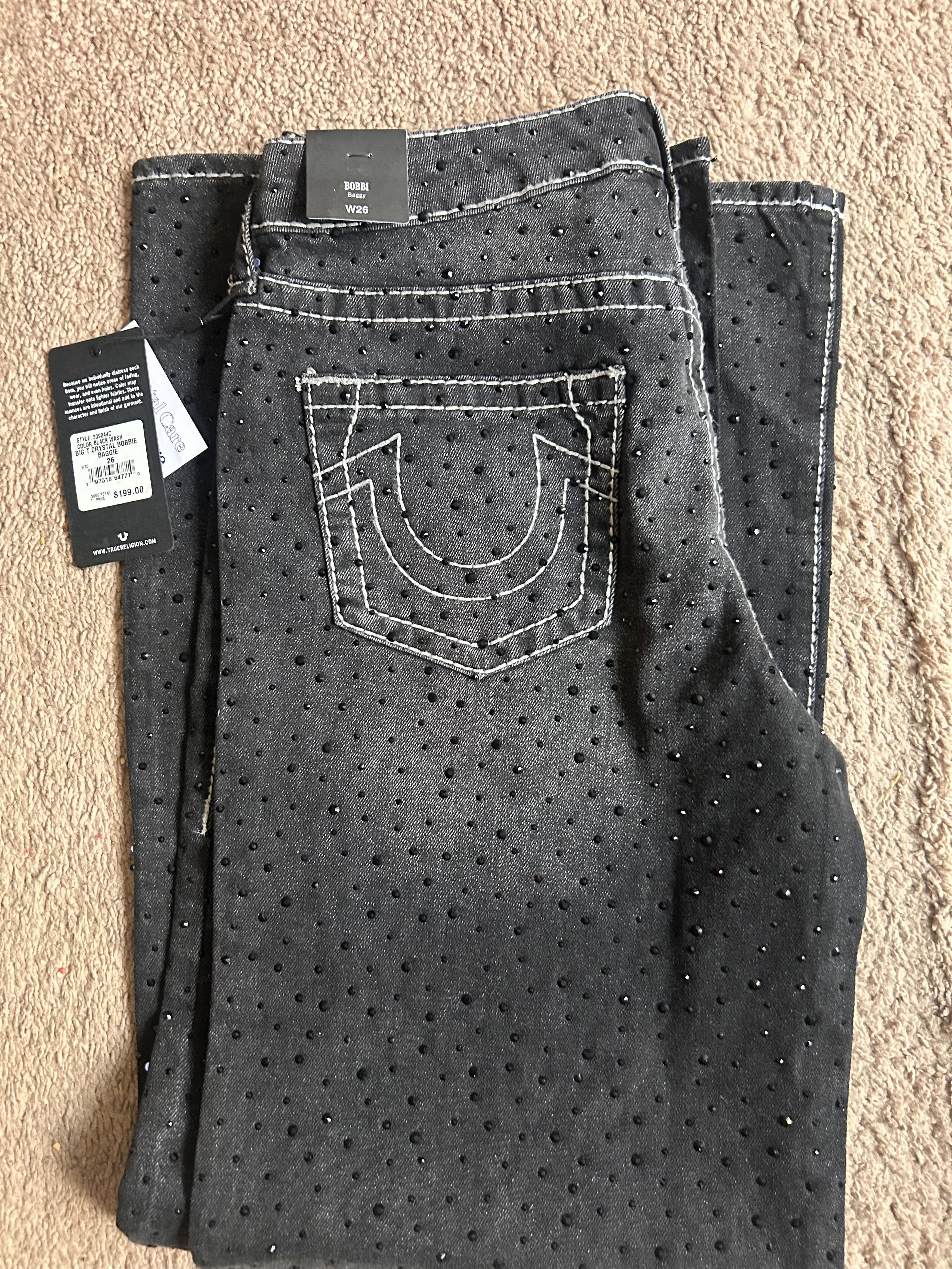 True Religion Bobbi Crystal Big T Baggy Jean Size 26" / US 2 / IT 38 - 3 Thumbnail