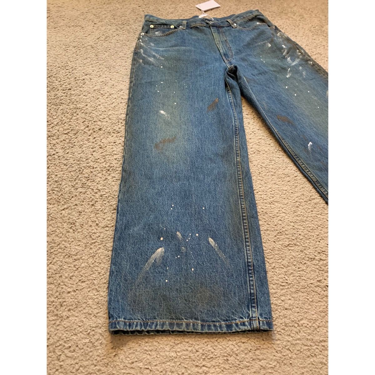 Helmut Lang HELMUT LANG CROPPED PAINT SPLATTER WIDE LEG JEANS Size US 34 / EU 50 - 24 Thumbnail