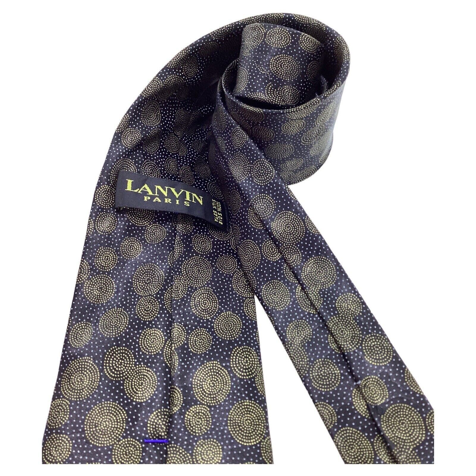 Lanvin LANVIN PARIS Black Geometric Luxury Designer Silk Tie France Size ONE SIZE - 3 Thumbnail