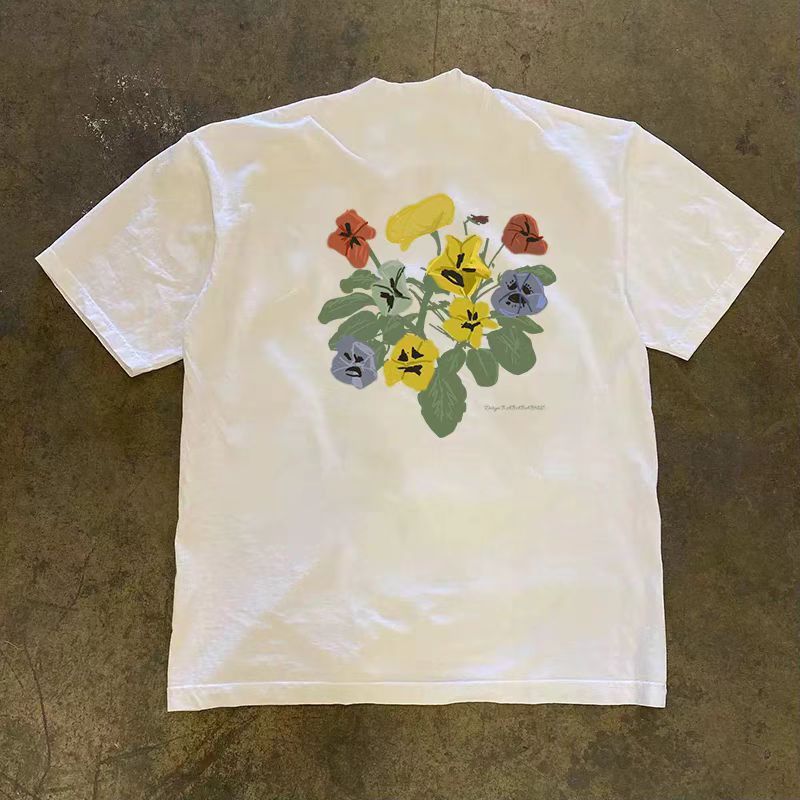 Vintage White casual retro floral print t-shirt Size US M / EU 48-50 / 2 - 1 Thumbnail