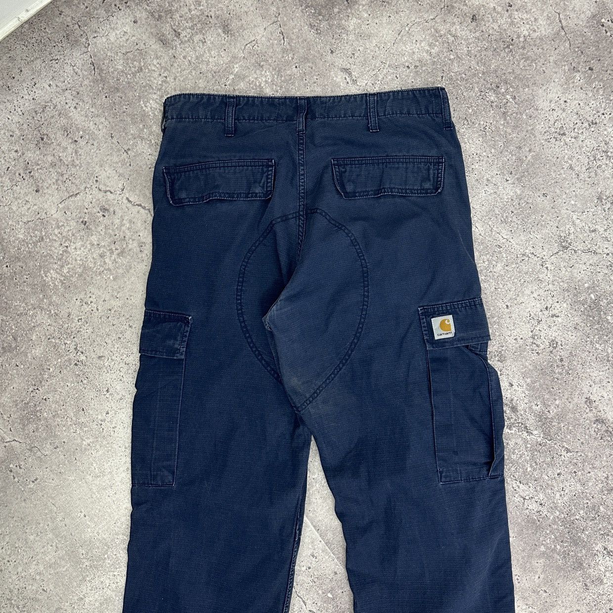 Vintage Vintage 90s Carhartt WIP Navy faded cargo pants hype y2k og Size US 32 / EU 48 - 3 Thumbnail