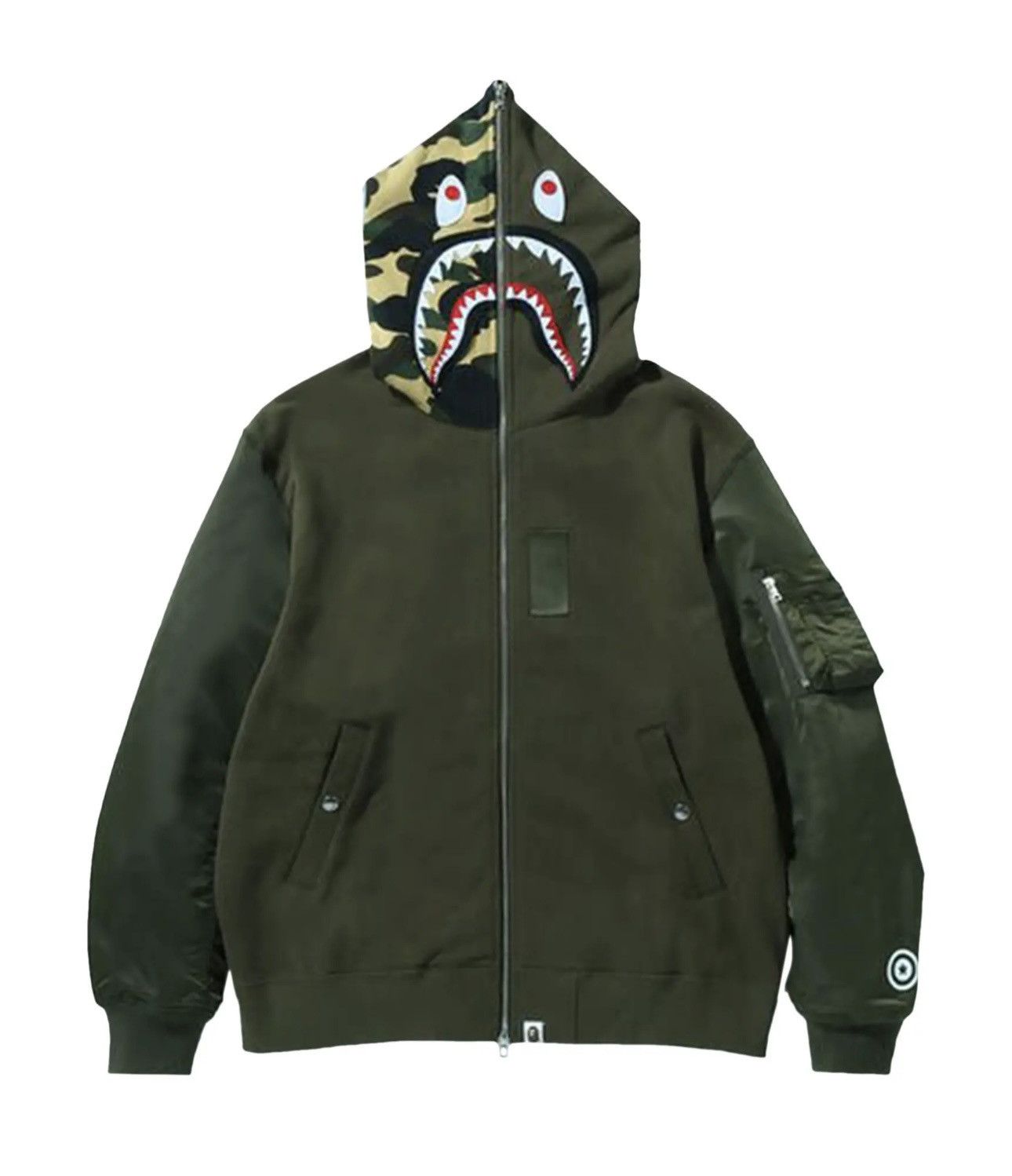 Bape Military Shark Full Zip Hoodie Grailed