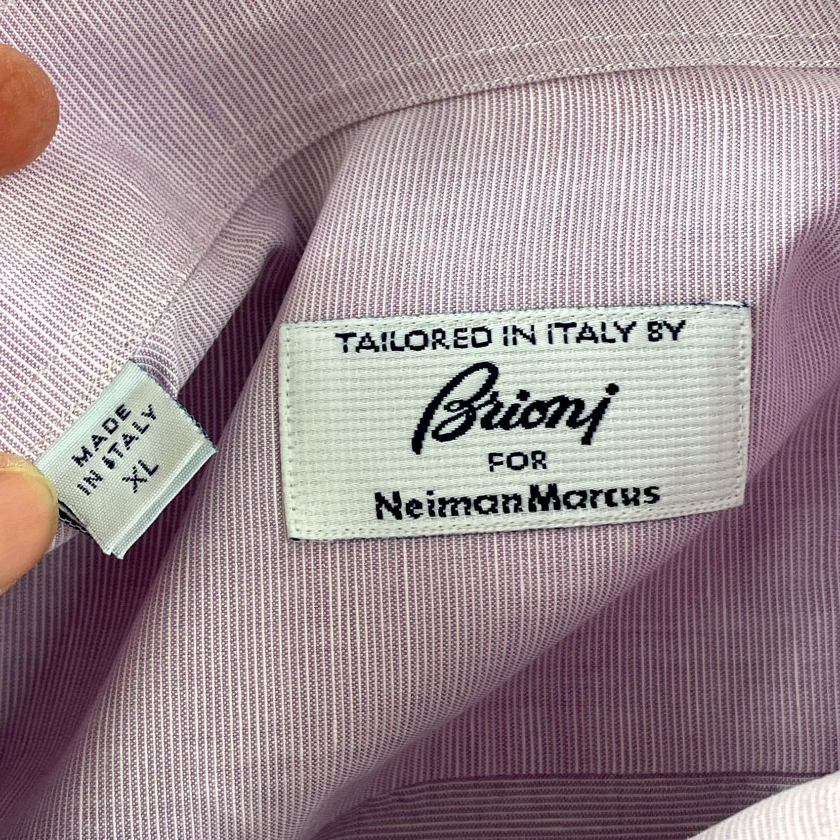 Brioni Brioni Shirt Men XL Lavender Linen Cotton Blend Long Sleeve Designer Made Italy Size US XL / EU 56 / 4 - 2 Thumbnail