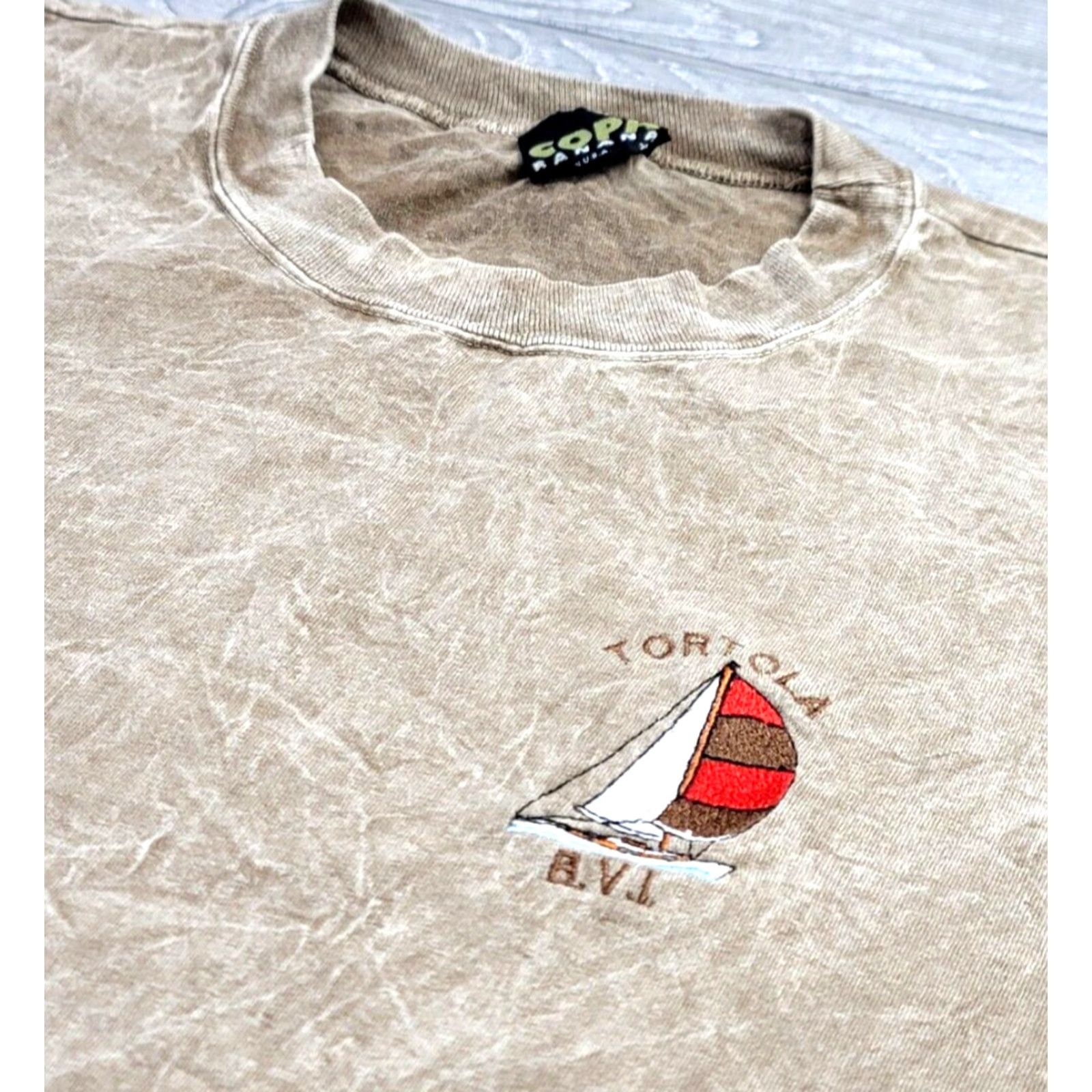 Vintage VINTAGE COPA T-Shirt Short Sleeve XL Brown Cotton Tie Dye 1990s Animals Sailing British Virgin Islands Embroidered Logo Mens Size US XL / EU 56 / 4 - 4 Thumbnail
