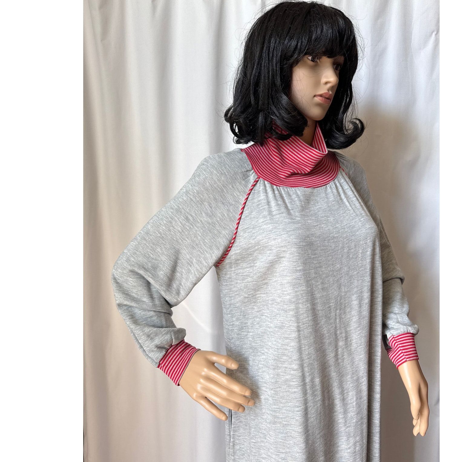 Vintage American Vtg Sears JR Bazaar turtleneck maxi dress gray red Size M / US 6-8 / IT 42-44 - 17 Thumbnail
