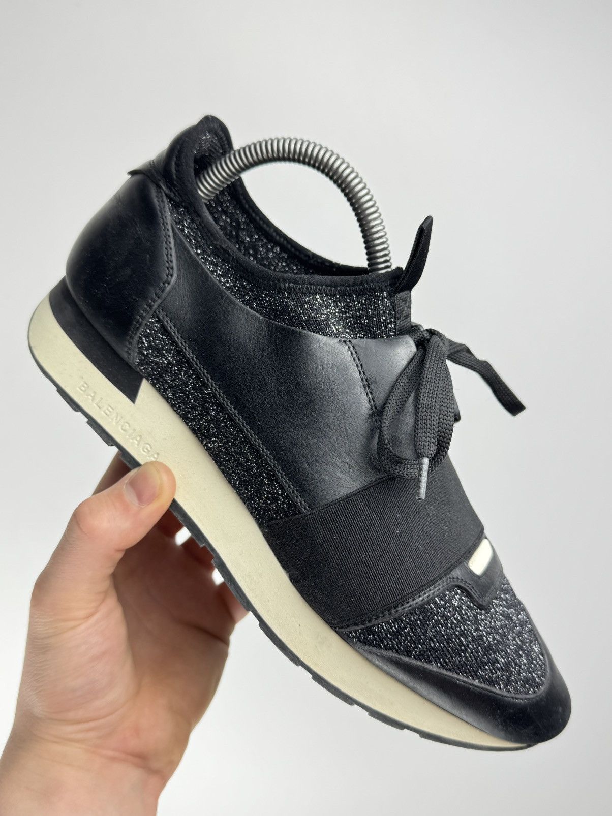 Balenciaga Balenciaga Black Glitter Runners Leather Low Top Sneakers Size US 9 / IT 39 - 3 Thumbnail
