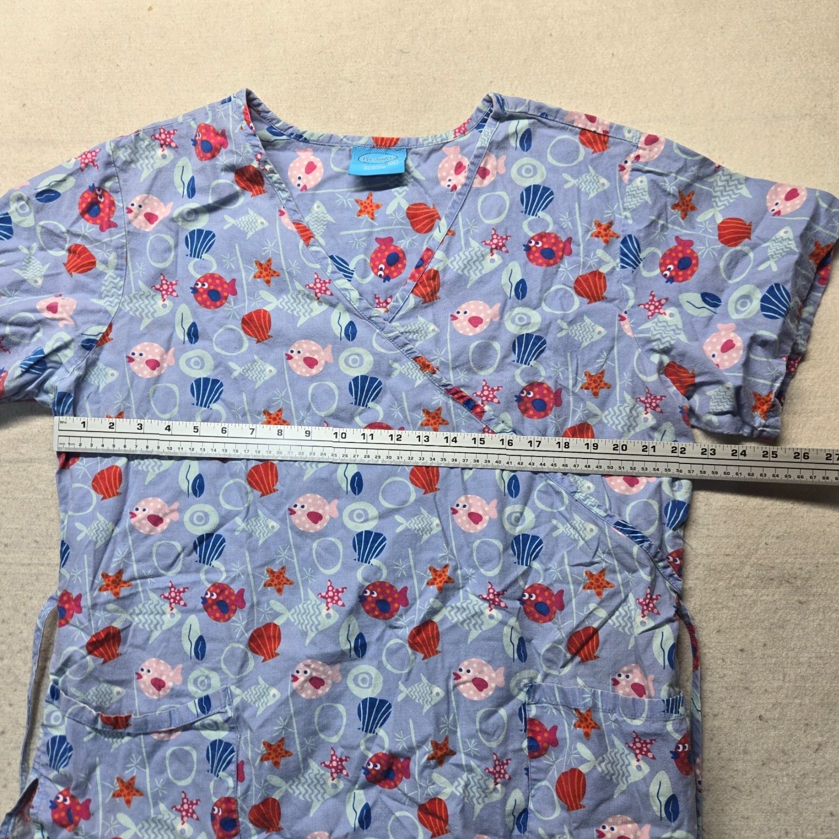 Vintage The Scrub Co. Blue Sea Life Scrub Shirt Top Short Sleeve Tie Adult Size 3XL XXXL Size US XXL / EU 58 / 5 - 6 Thumbnail