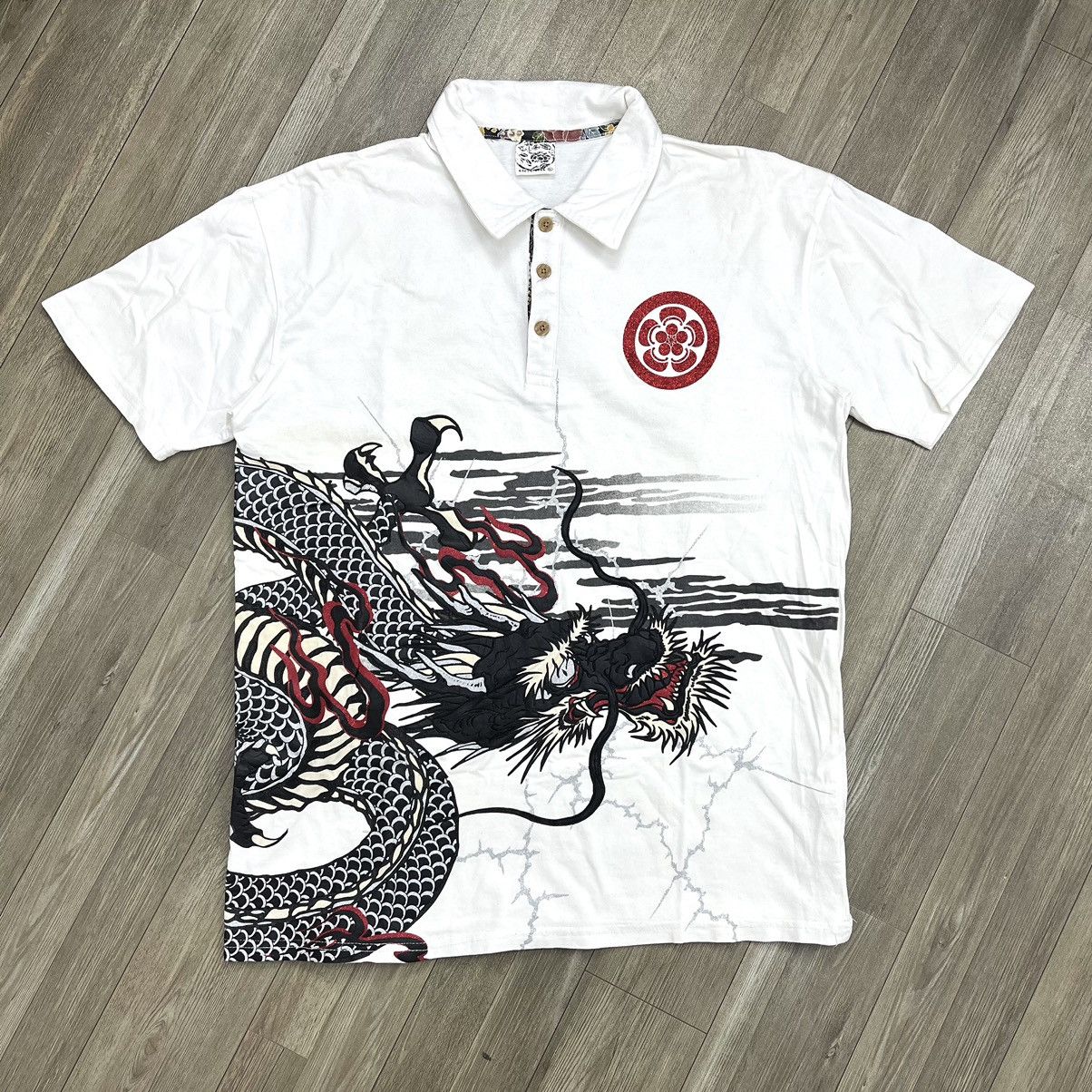 Japanese Brand Cute All Sukajan Dragon Sakura Polo Shirt Size US L / EU 52-54 / 3 - 21 Thumbnail