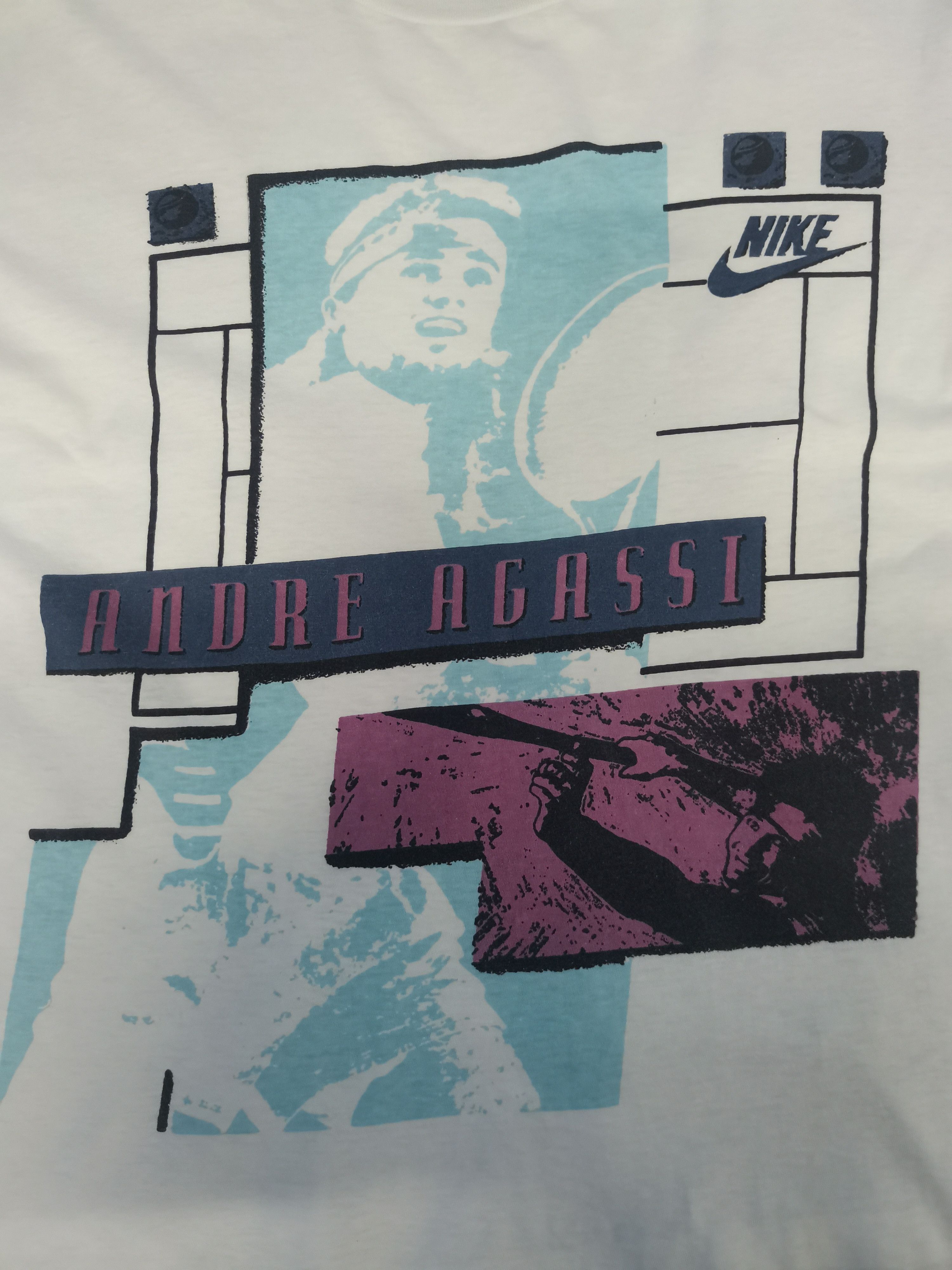 image of Vintage Nike Andre Agassi Tee Court Tennis Sampras Federer in White, Men's (Size Medium)
