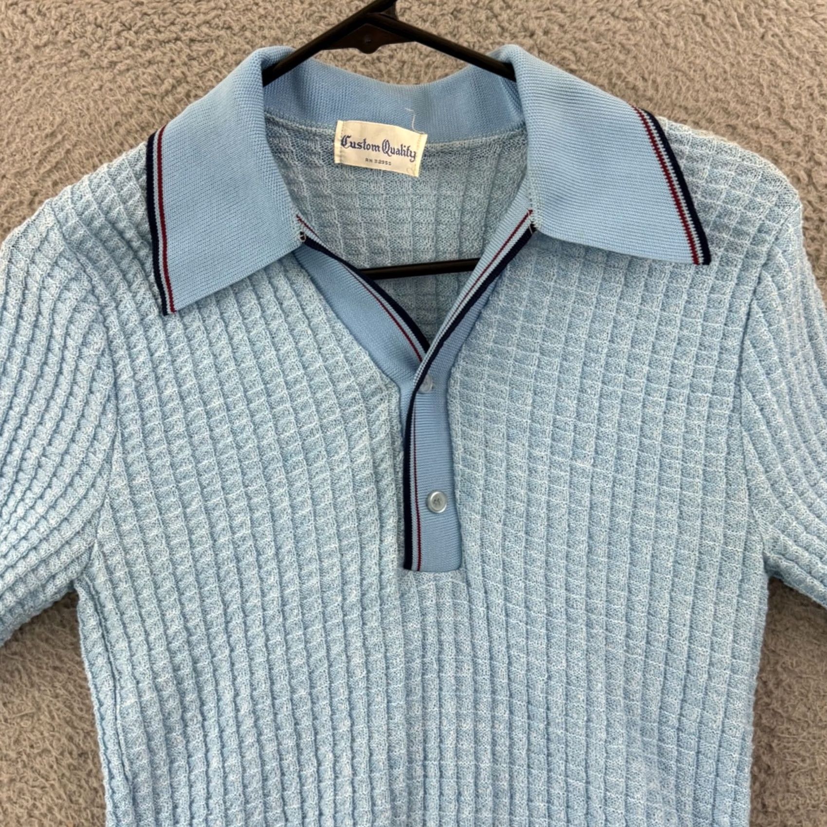 Vintage VINTAGE Custom Quality Shirt Womens Small Blue 60s Terry Cloth Button Blouse Size S / US 4 / IT 40 - 3 Thumbnail