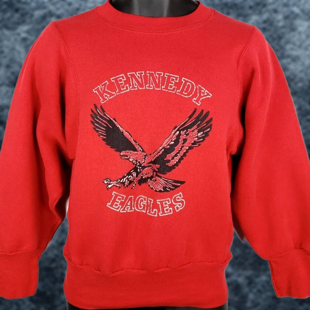 Velva Sheen VINTAGE Velva Sheen Kennedy Eagles Sweatshirt Mens Size S Red United States Reverse Weave 80s Crew Pullover Made In USA Size US S / EU 44-46 / 1 - 1 Thumbnail