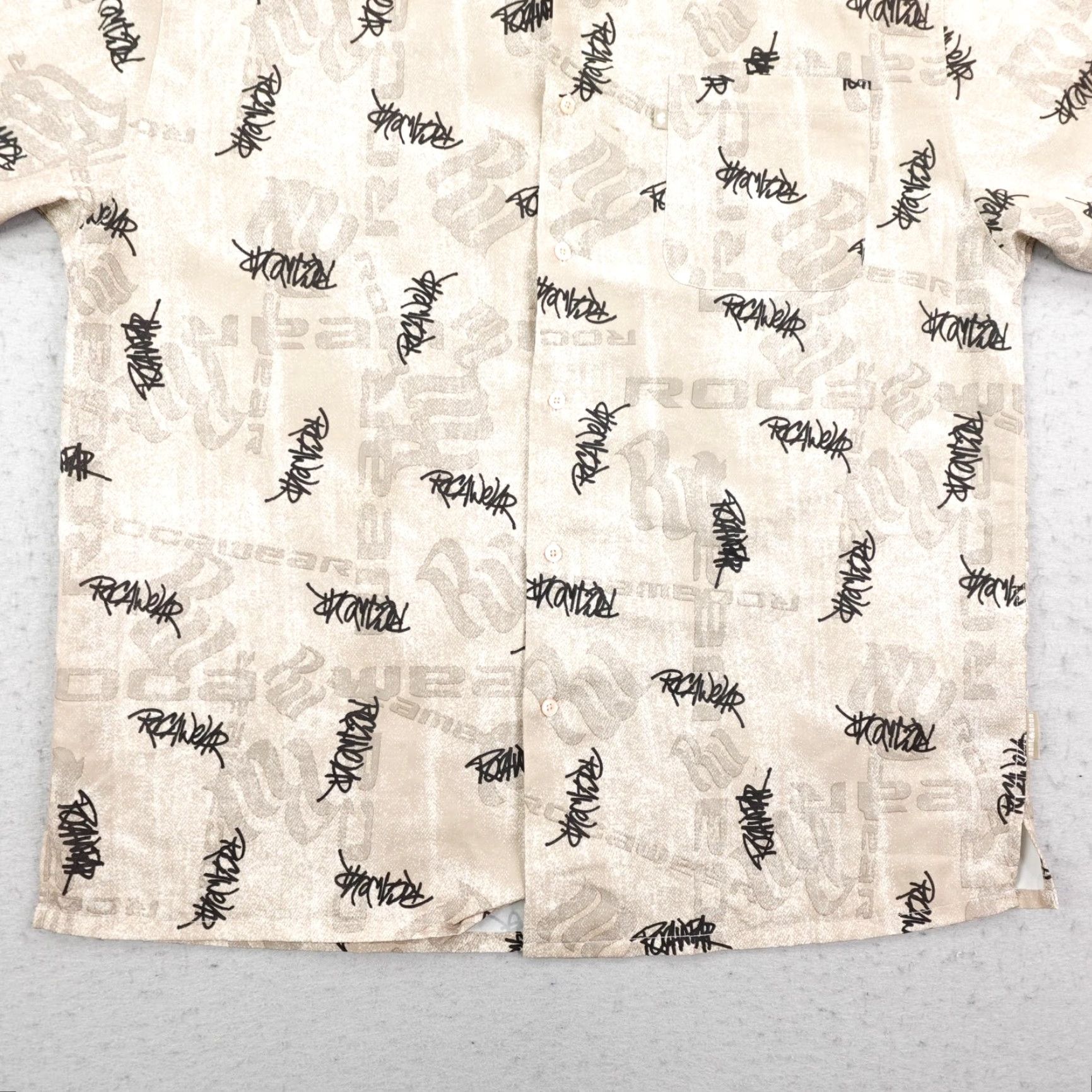 Rocawear VINTAGE Rocawear Shirt Mens Large Beige Graffiti Allover Print AOP Button Up Y2K Shirt (Button-Up) Size US L / EU 52-54 / 3 - 4 Thumbnail