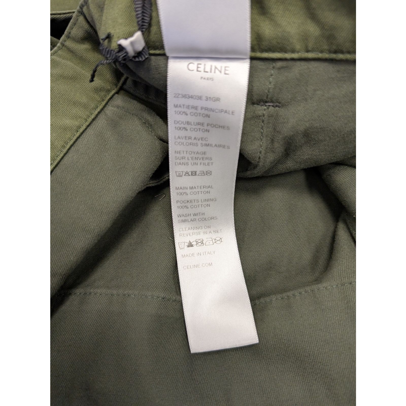 Celine o1rshd1 Short Sangles in Army Green Size US 32 / EU 48 - 18 Thumbnail