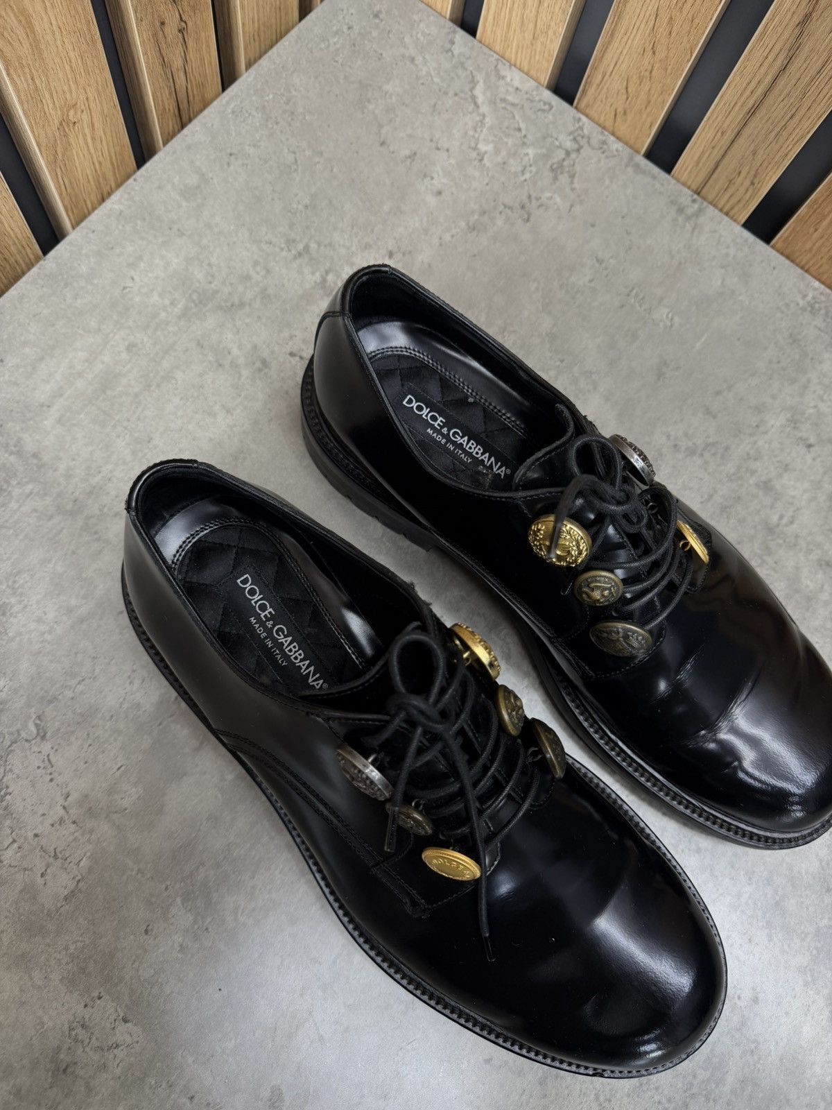 Dolce & Gabbana Dolce & Gabbana Black Leather Derby Shoes Size 9 Size US 10 / EU 43 - 8 Thumbnail