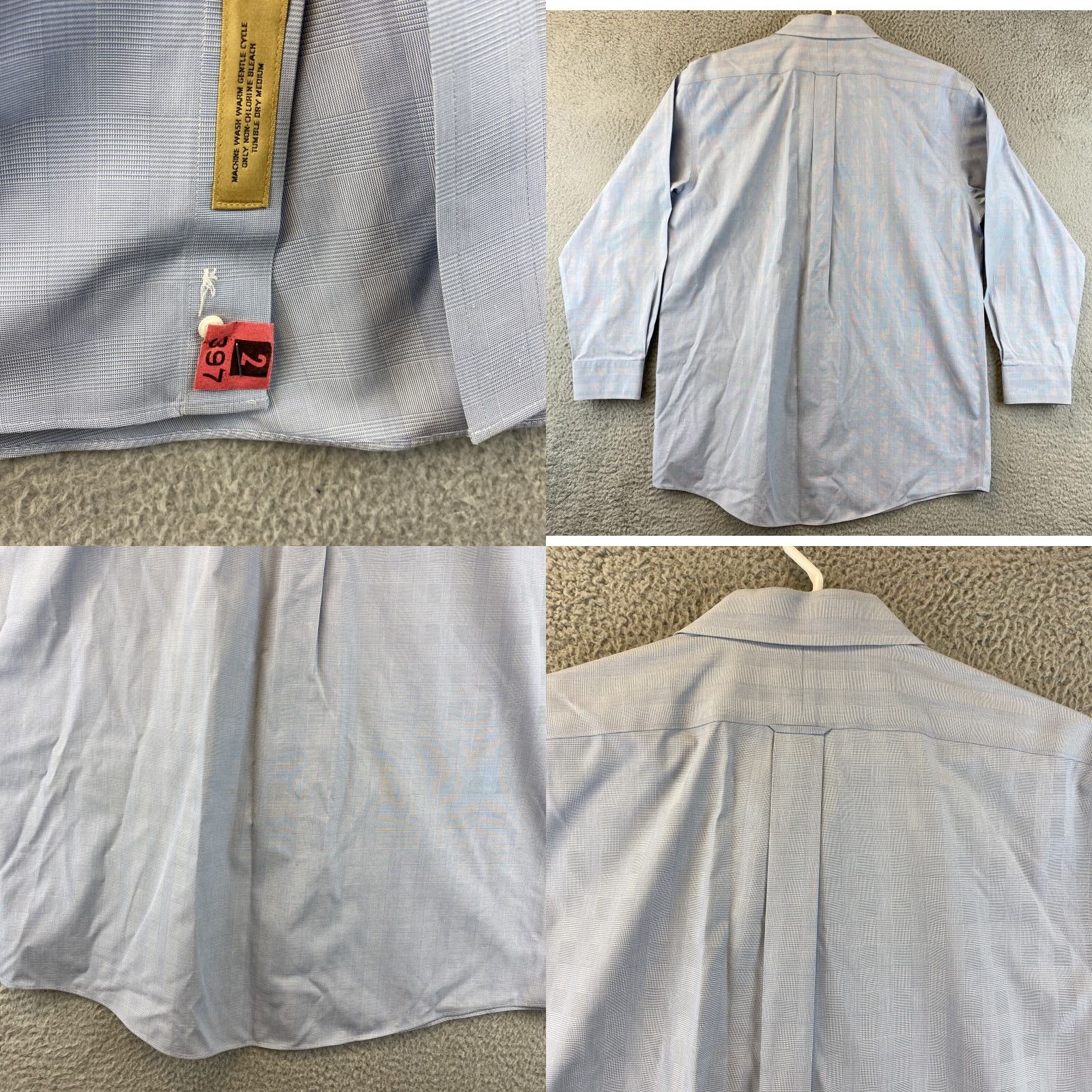 Roundtree & Yorke Roundtree & Yorke Gold Label Men's Dress Shirt 15.5-33 Blue Plaid Business Casual Non-Iron Fabric Size 40R - 8 Thumbnail
