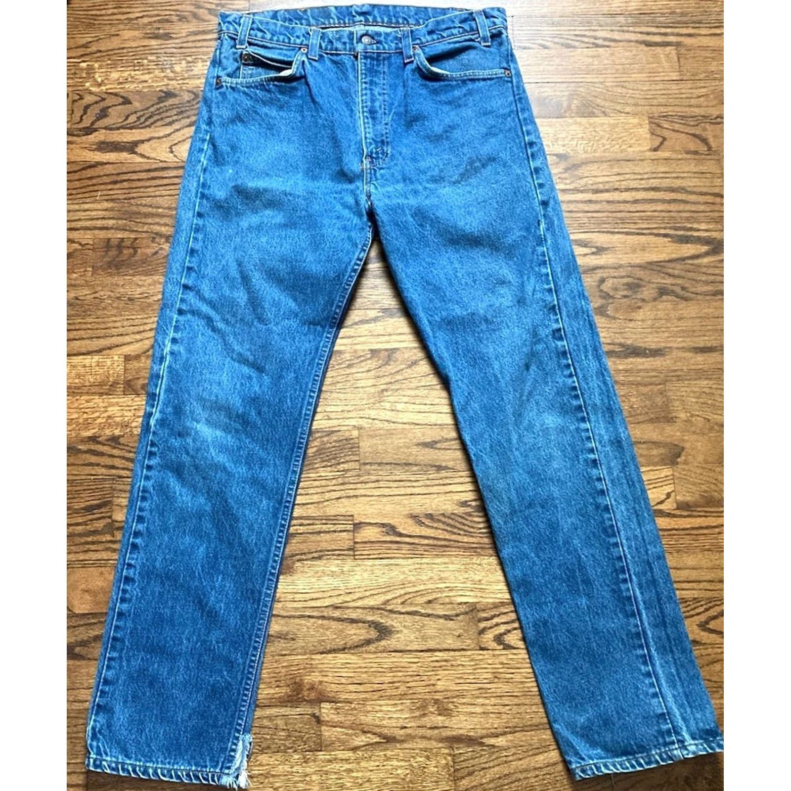 Levi's VINTAGE Levi's 505 Orange Tab USA Made Jeans Mens 36x32 Denim Straight 5-Pocket Blue Distressed 80s 90s Rockabilly Workwear Size US 36 / EU 52 - 2 Thumbnail