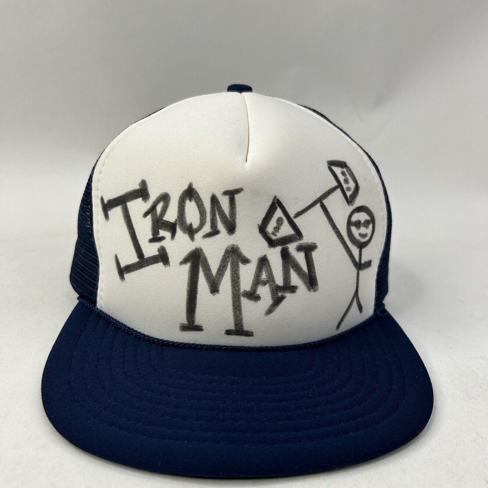 Vintage Vintage 80’s Funny “Ironman” Snapback Trucker Hat 2024 Size ONE SIZE - 1 Thumbnail