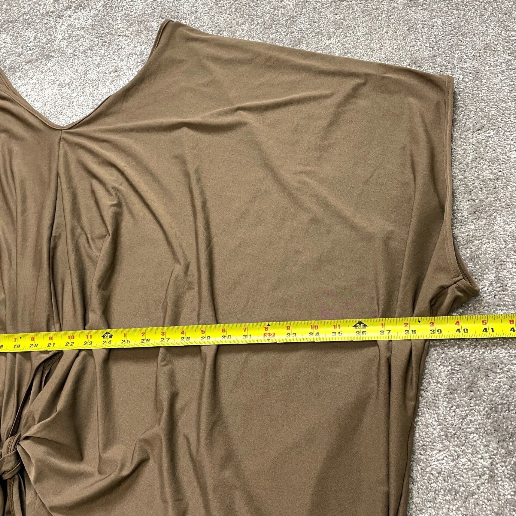 Vintage Lily by Firmina Blouse Shirt Womens 3XL Brown Stretch Polyester Knot Bottom New Size XXL / US 16-18 / IT 52-54 - 4 Thumbnail