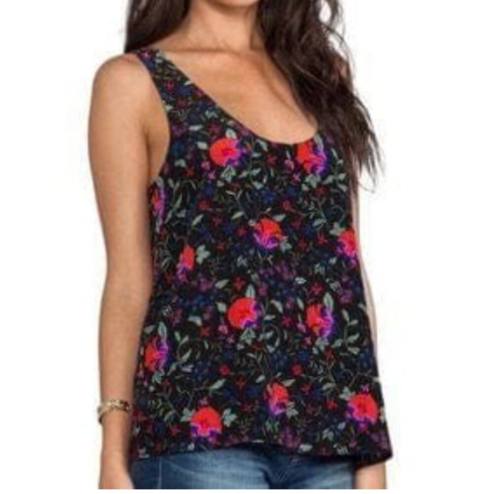 Joie Joie Black Floral Silk Tank Size S Fully Lined Pullover Blou Size S / US 4 / IT 40 - 2 Thumbnail