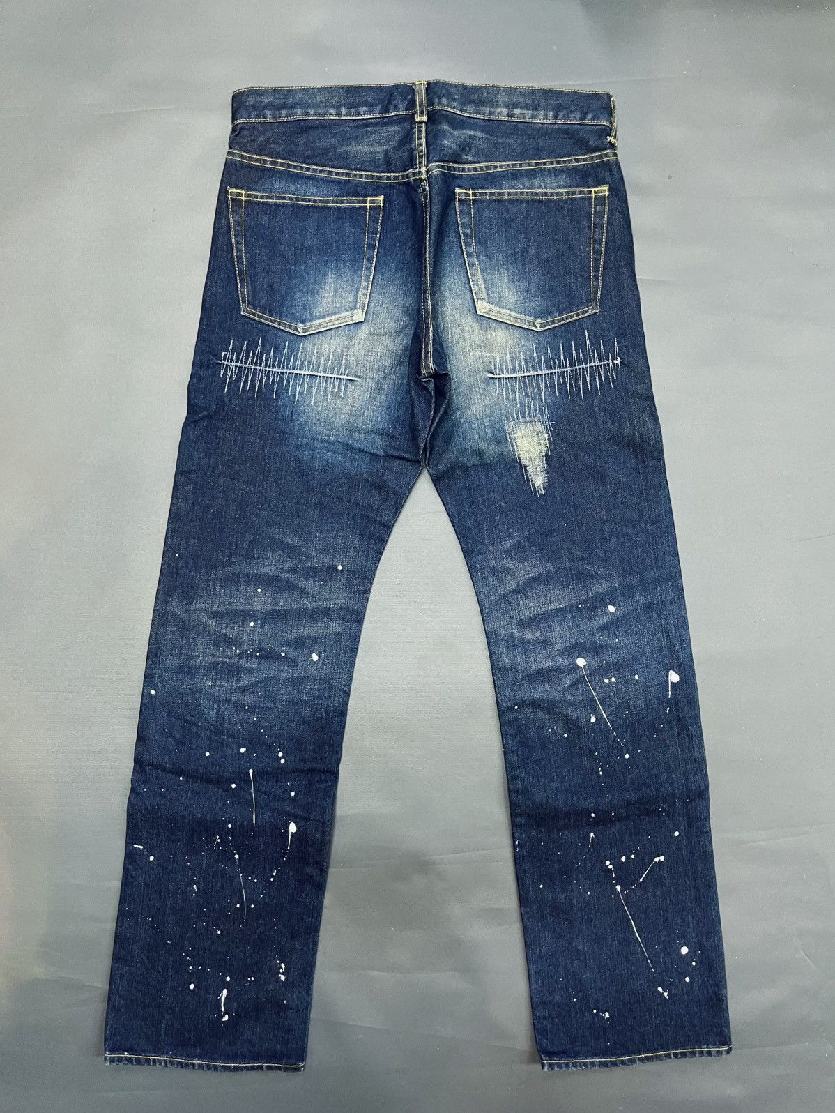 If Six Was Nine × Le Grande Bleu (L.G.B.) DISTRESSED DENIM BY TAKEO KIKUCHI DESIGNER JEANS Size US 33 - 3 Thumbnail