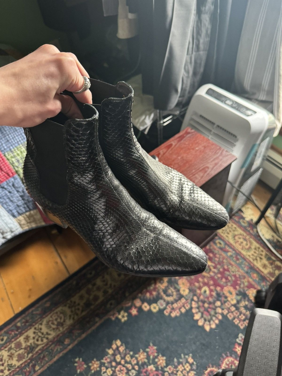 Pre-owned Hedi Slimane X Saint Laurent Paris Hedi Slimane Saint Laurent Heel Shoesed Python Skin Chelsea Boots
