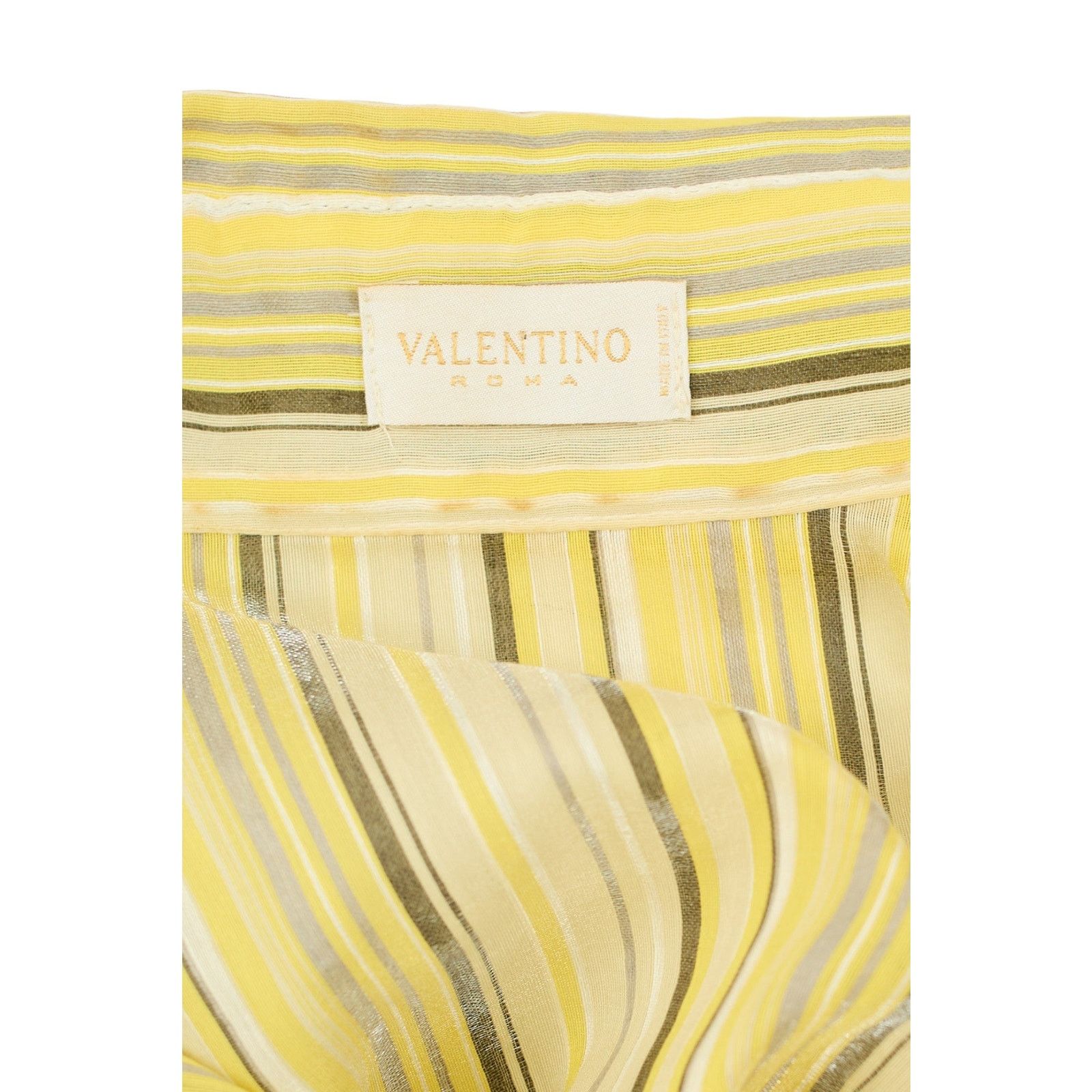 Valentino Yellow Striped Bow Tie Shirt Size M / US 6-8 / IT 42-44 - 3 Thumbnail