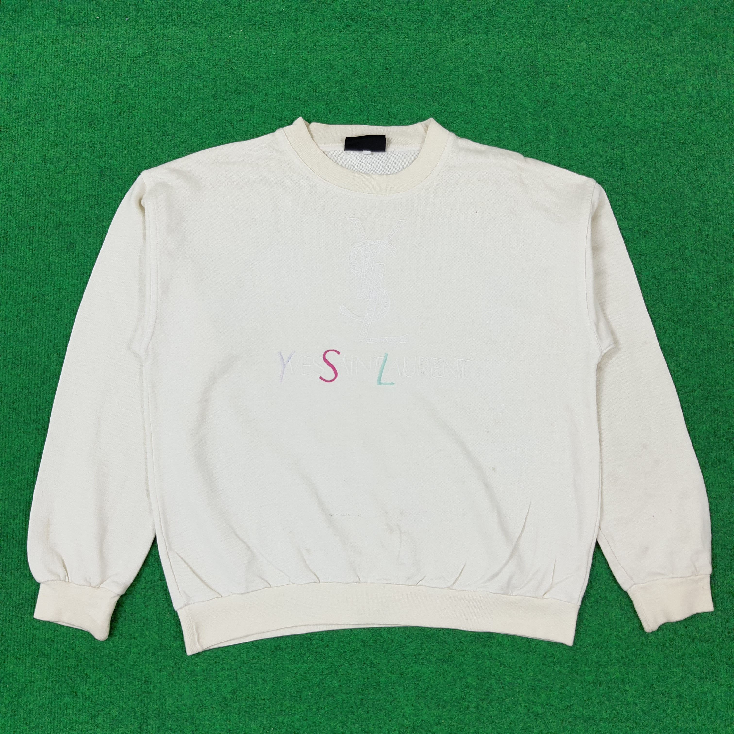 Vintage × Yves Saint Laurent Vintage Yves Saint Laurent White Embroidery Sweatshirt Size US XS / EU 42 / 0 - 1 Thumbnail