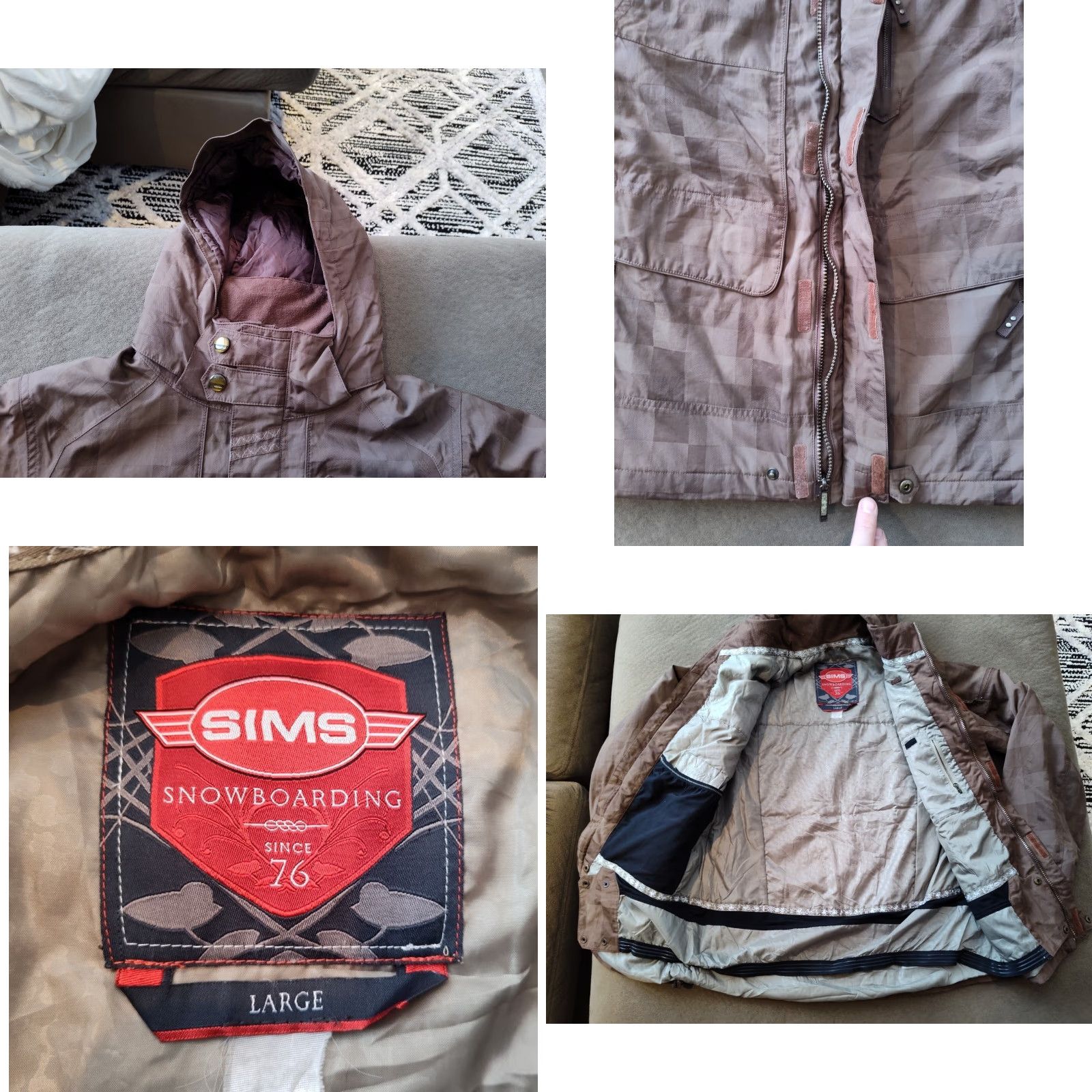 Vintage SIMMS Jacket Women Large Brown Nylon Hooded Winter Coat Ski Snowboard Womens Size L / US 10 / IT 46 - 8 Thumbnail