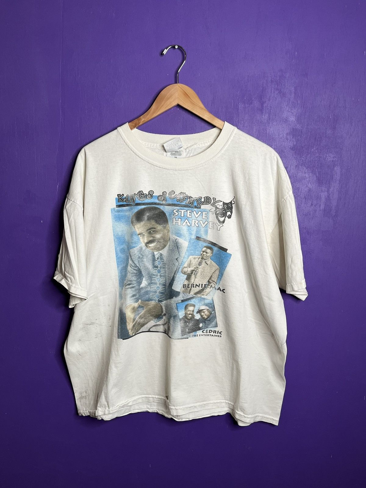 image of Vintage Late 90's Bernie Mac/steve Harvey Comedy T-Shirt in White, Men's (Size XL)