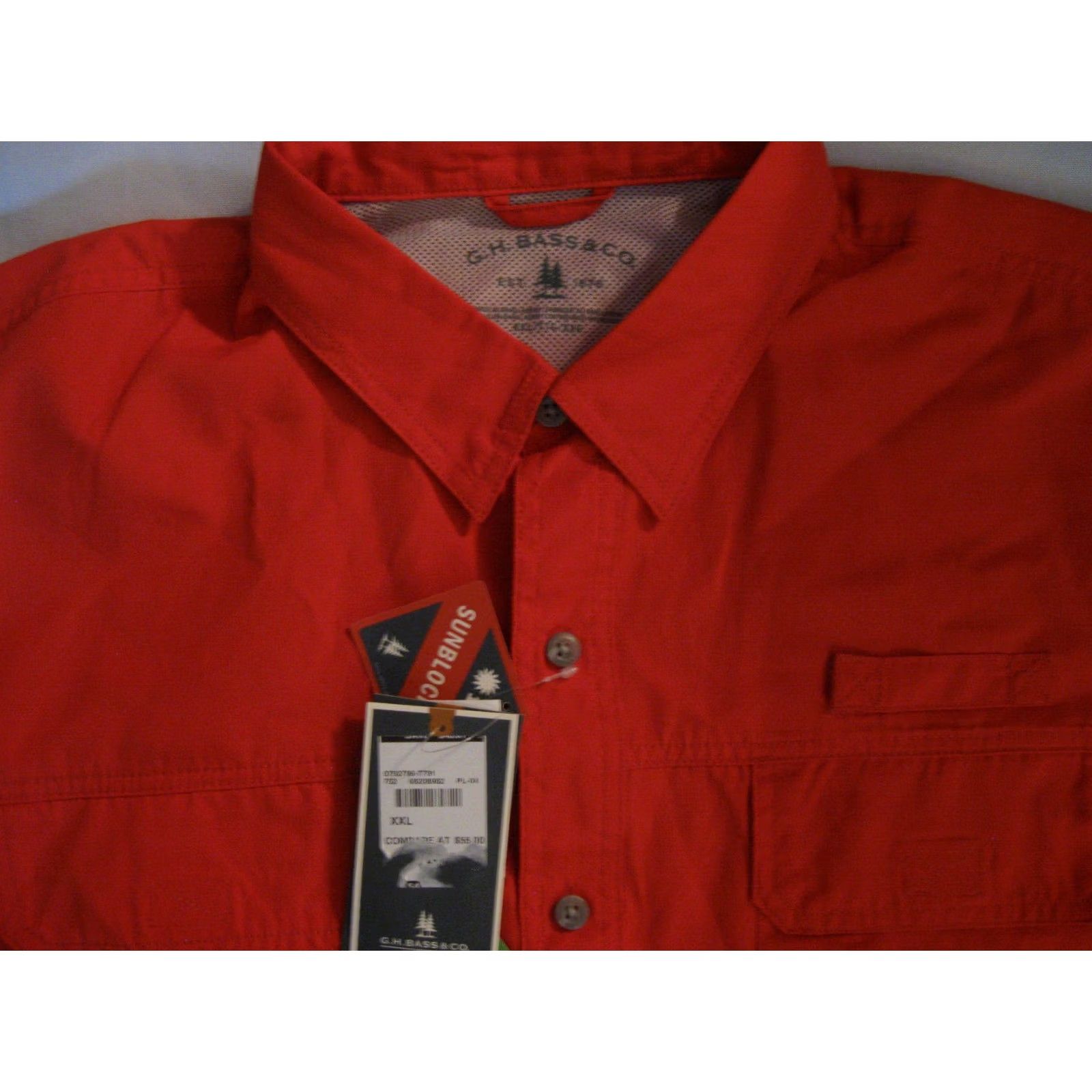 CO GH Bass & Co Shirt Button-Up Men's 2XL Sun Blocker Moisture Wicking UV Orange Cotton Polyester Casual Button Up Front Chest Pocket Size US XXL / EU 58 / 5 - 3 Thumbnail