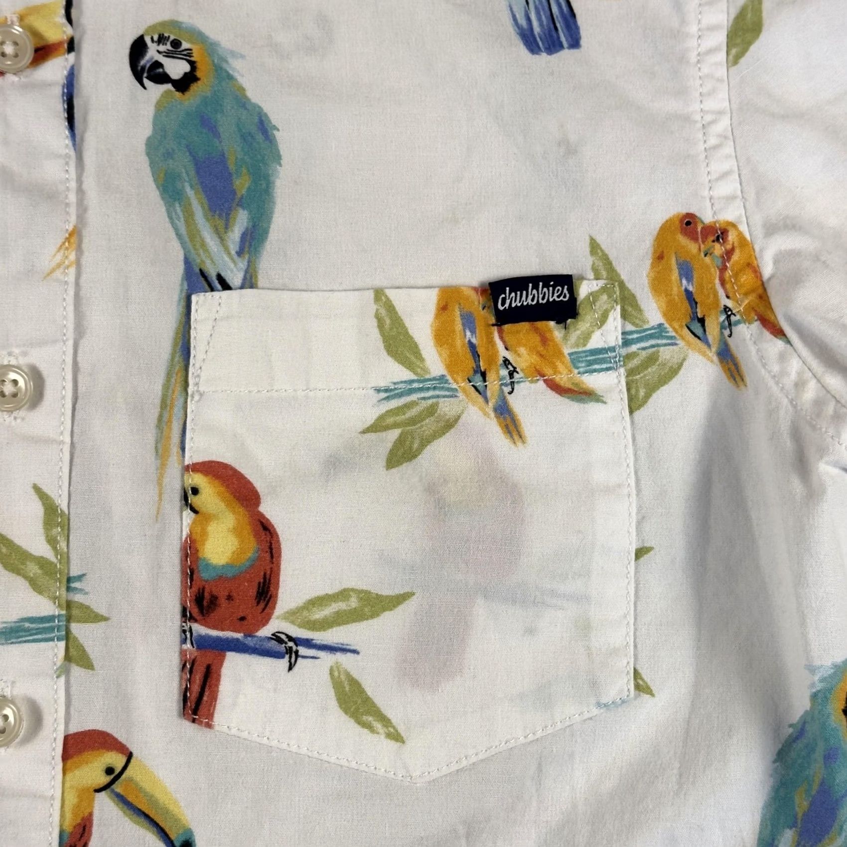Chubbies Chubbies Shirt Mens Small White Tropical Bird Short Sleeve Button Up Casual Size US S / EU 44-46 / 1 - 3 Thumbnail