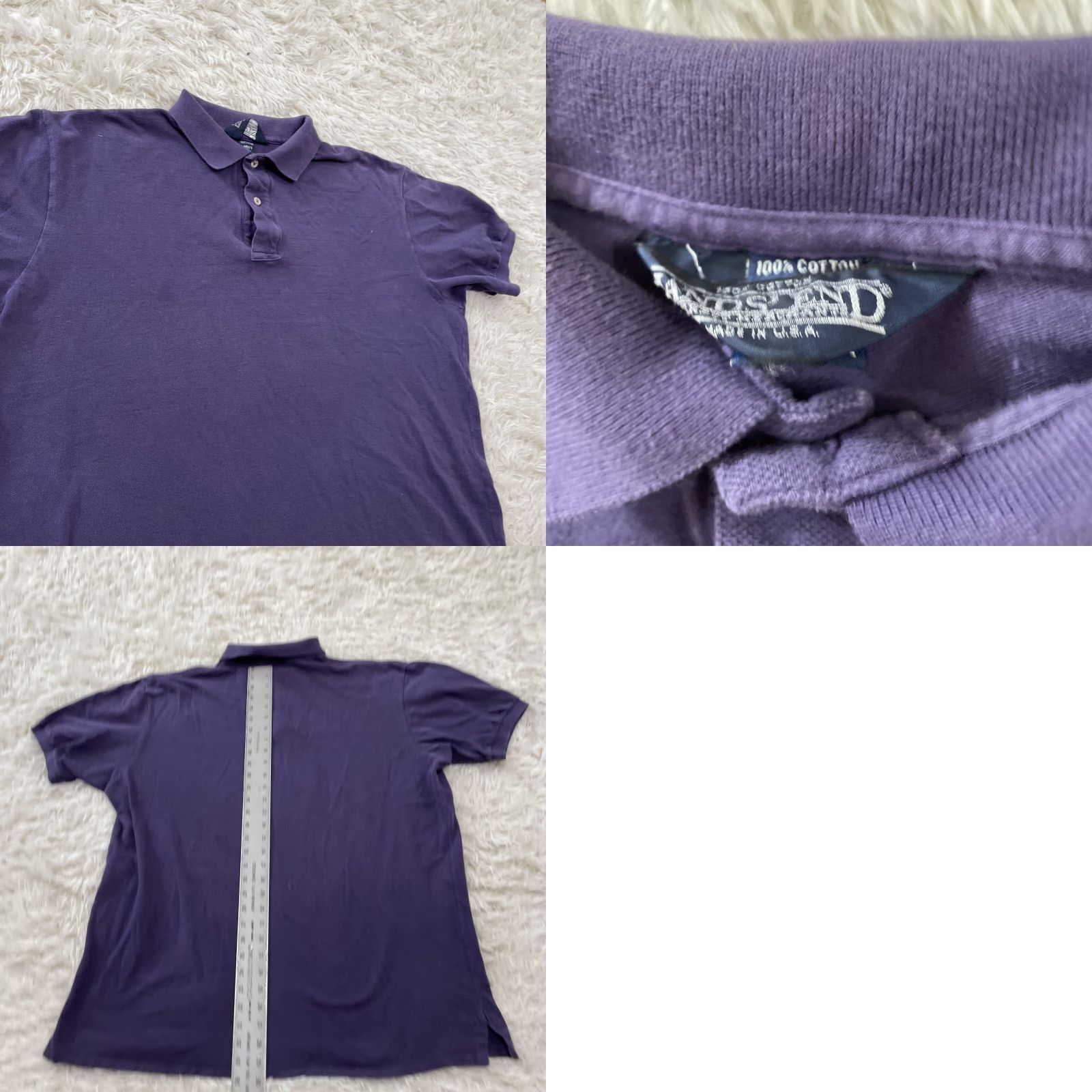Lands' End Lands' End Polo Shirt Mens XL Purple Vintage 90s Preppy Made USA Retro Knit Cotton Solid Short Sleeve Button Chest 52"} Size US XL / EU 56 / 4 - 9 Thumbnail