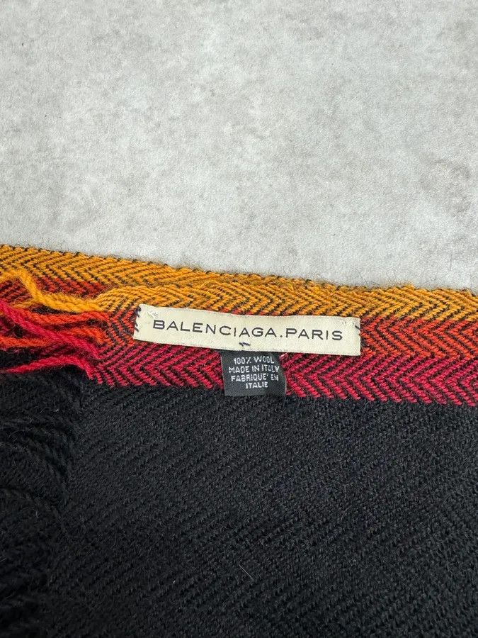 Balenciaga 2000s Balenciaga Paris Black Wool Multicolor Scarf Size ONE SIZE - 6 Thumbnail