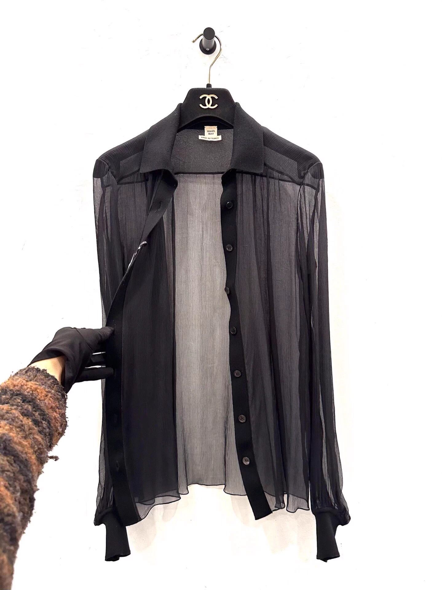 Hermes Hermes women's black silk shirt jacket 36 new Size XS / US 0-2 / IT 36-38 - 3 Thumbnail