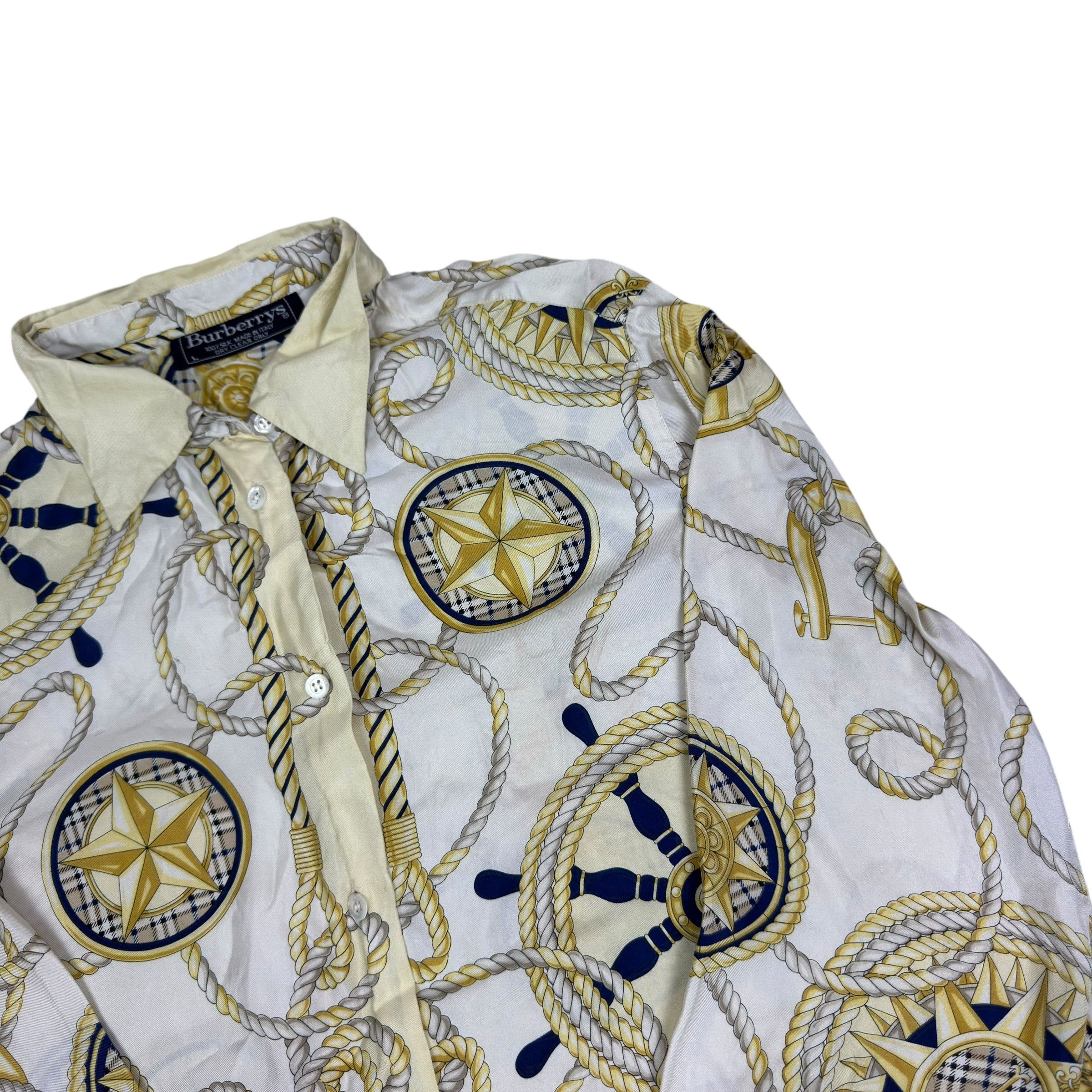 Burberry Vintage Burberry Women's Multi Silk Printed Collared Shirt Size M / US 6-8 / IT 42-44 - 4 Thumbnail